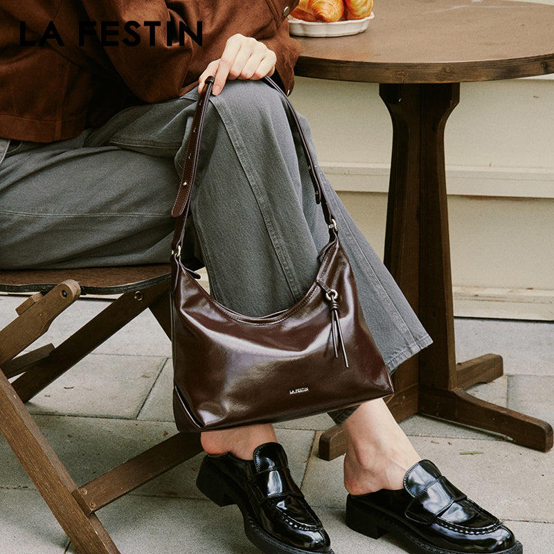 LA FESTIN Leather Shoulder Bag Casual Crossbody Bag Trend Handbag for Women Fashion Design Underarm Bag