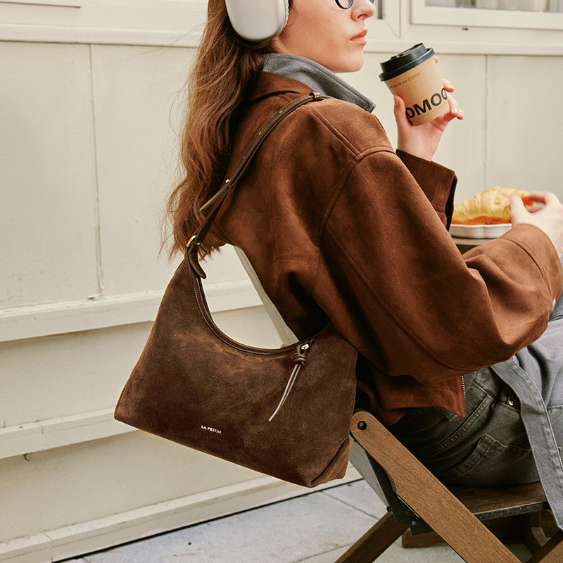 LA FESTIN Leather Shoulder Bag Casual Crossbody Bag Trend Handbag for Women Fashion Design Underarm Bag