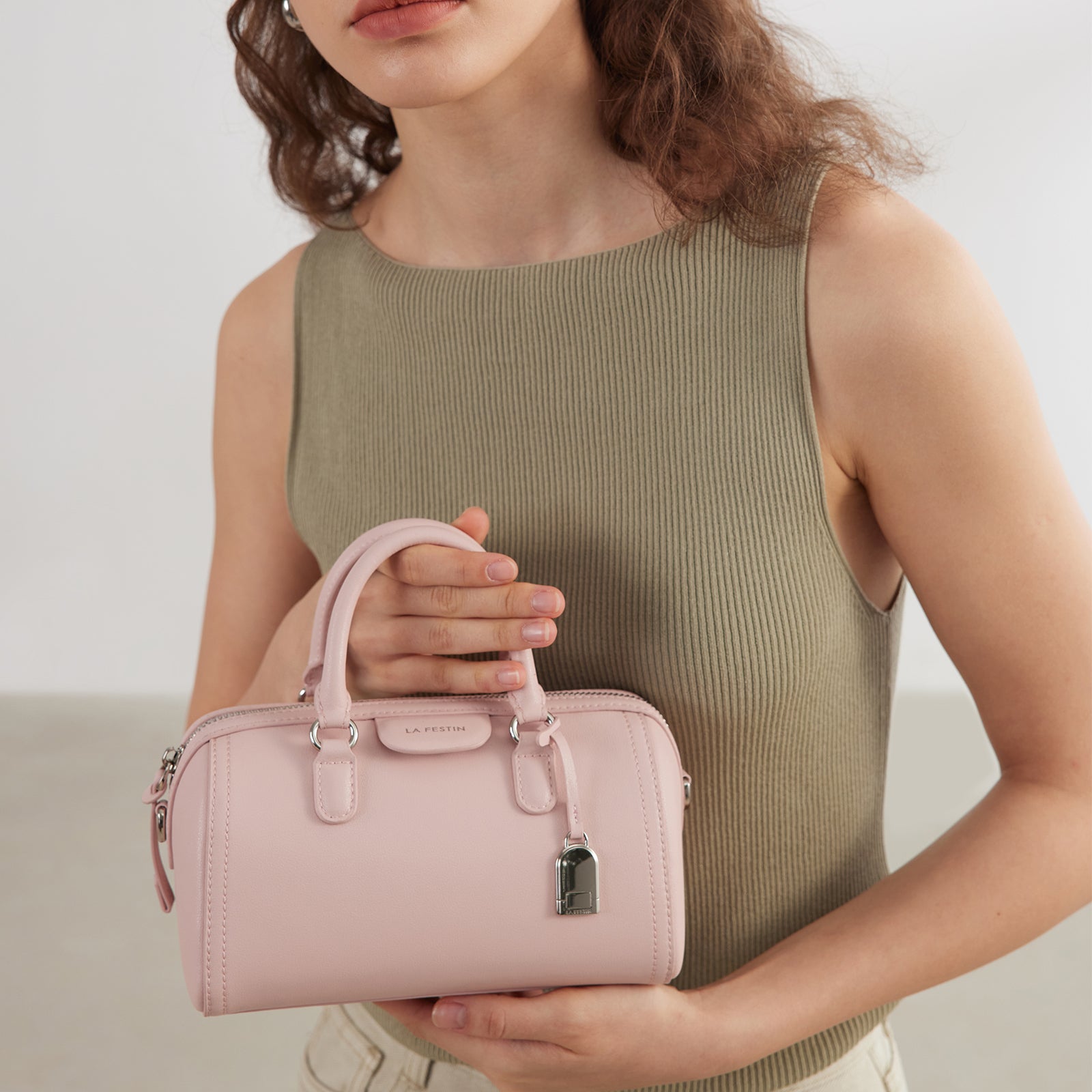 LA FESTIN Handbag Women New Fashion Shoulder Bag Top Handle Purse Crossbody Satchel Bowling Bag