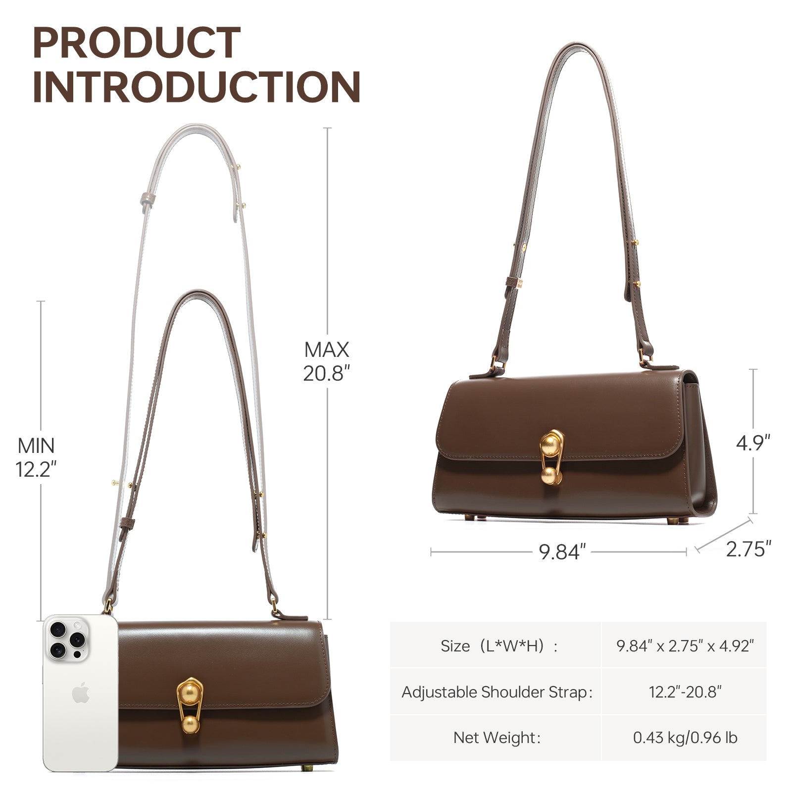 LAFESTIN Leather Shoulder Bag for Women Fashion Design Handbag Lady Wallet Retro Crossbody Bag