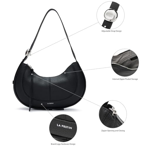 LA FESTIN Soft Leather Crescent Bag Handbag Women Fashion Design Shoulder Bag Female Cross body Bag