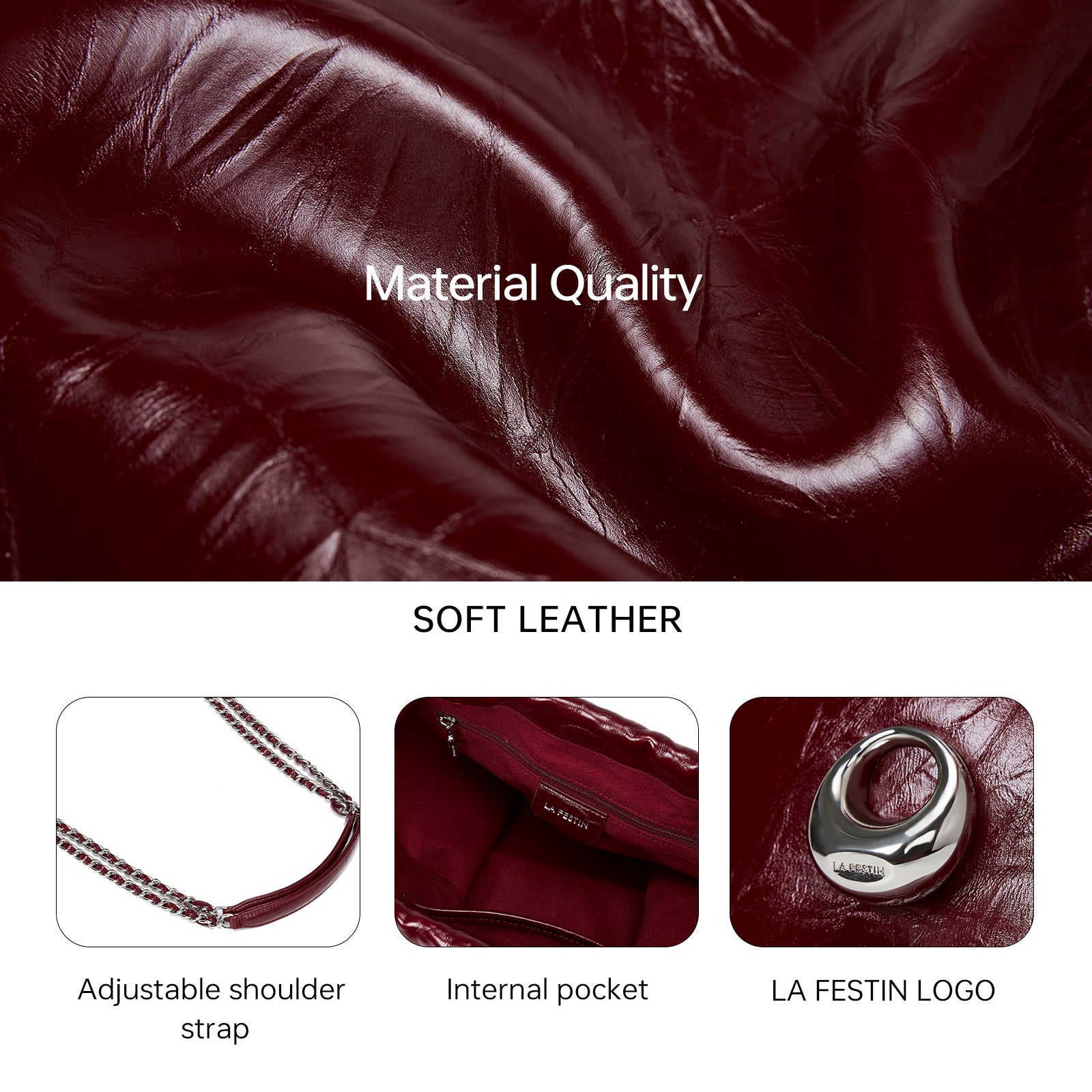 LA FESTIN Shoulder Bag for Women Leather Large Tote Bag Cross body Purse Ladies Handbag