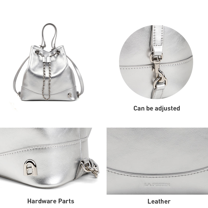 LA FESTIN Backpack Lightweight Fashion Design Leather Bag Trendy Bucket Handbags Women Purse