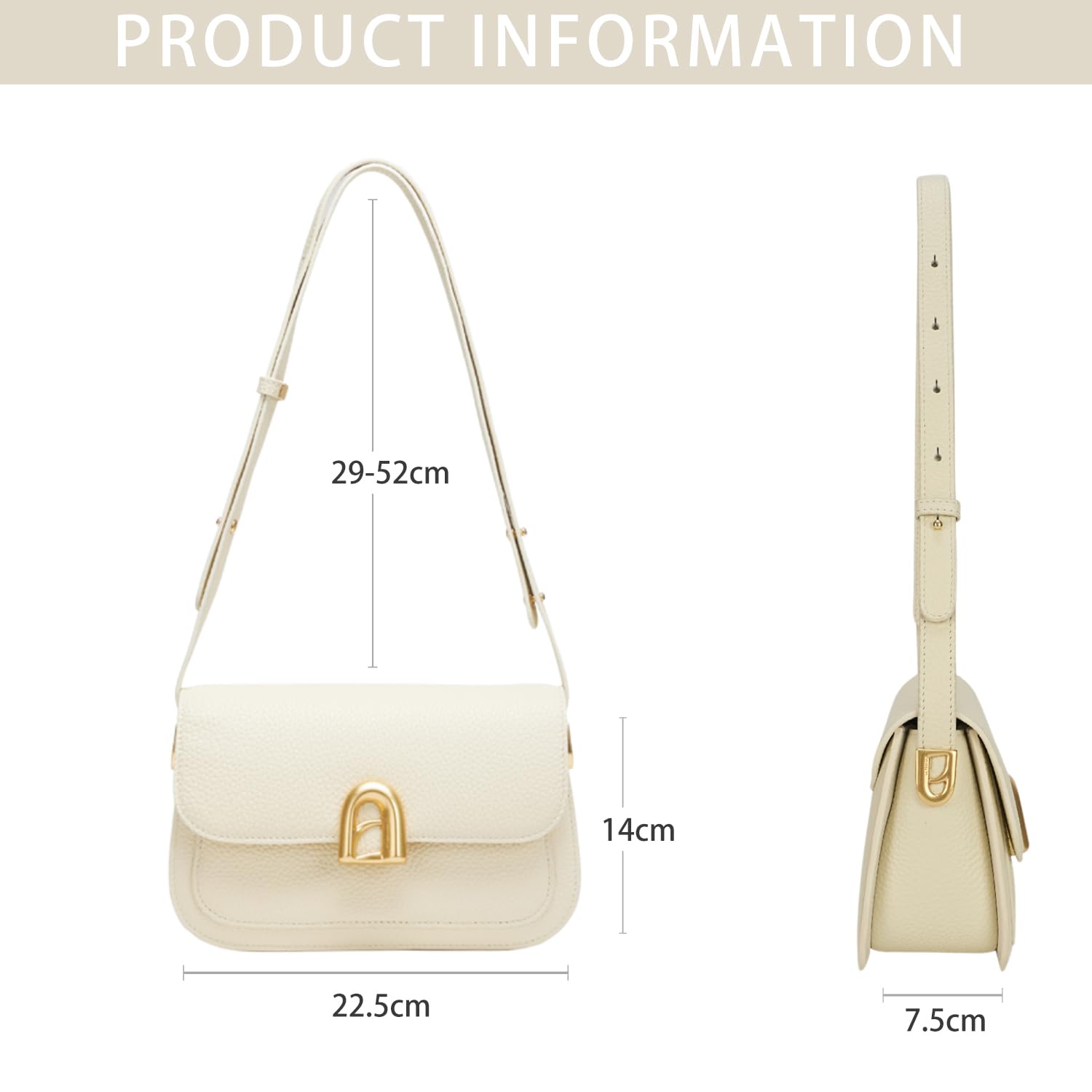 LA FESTIN Leather Shoulder Bag Designer Handbags for Women Retro Cross body Bags Ladies Purse