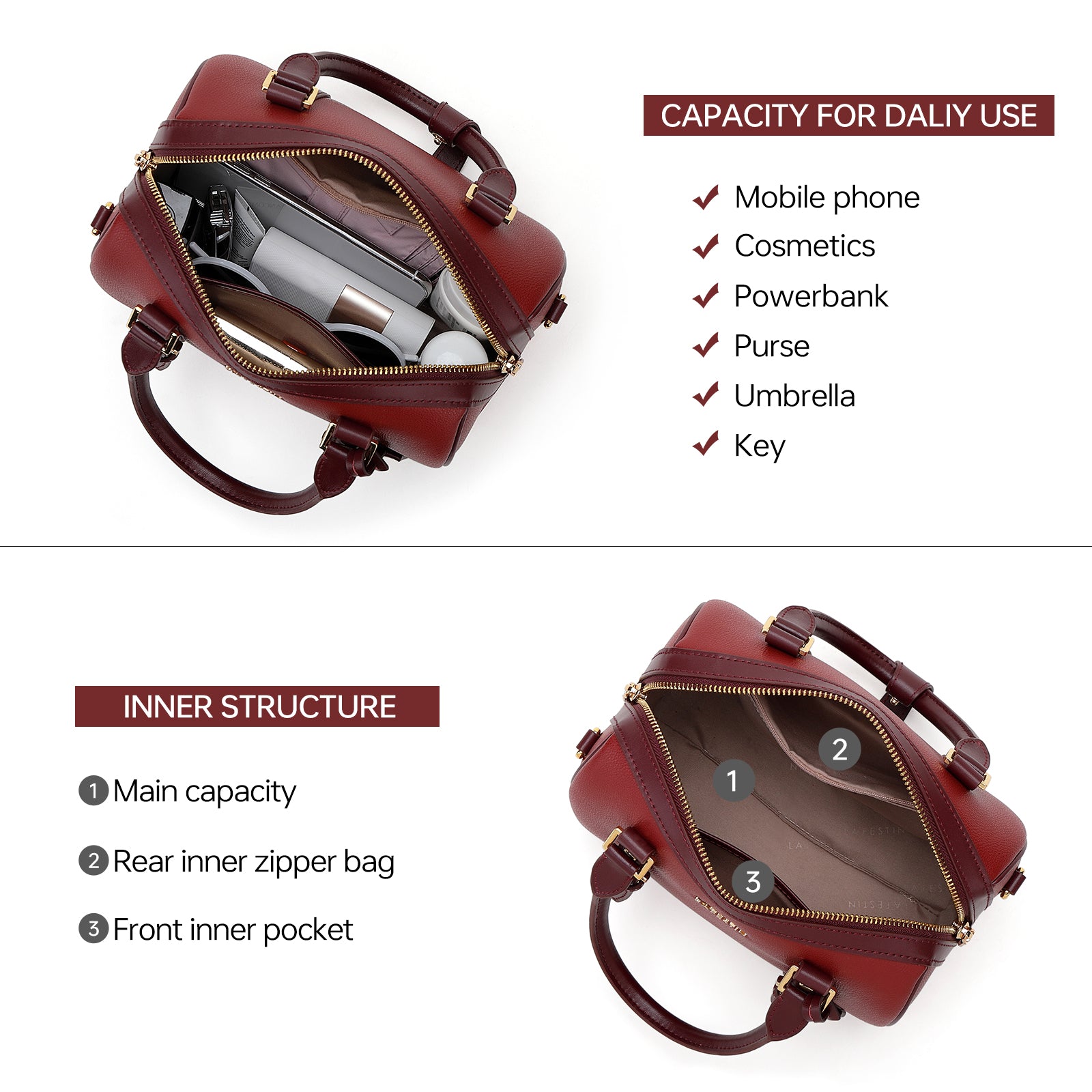 LA FESTIN Top Handle Purse Handbag Women Large Shoulder Crossbody Bag Leather Duffle Bag