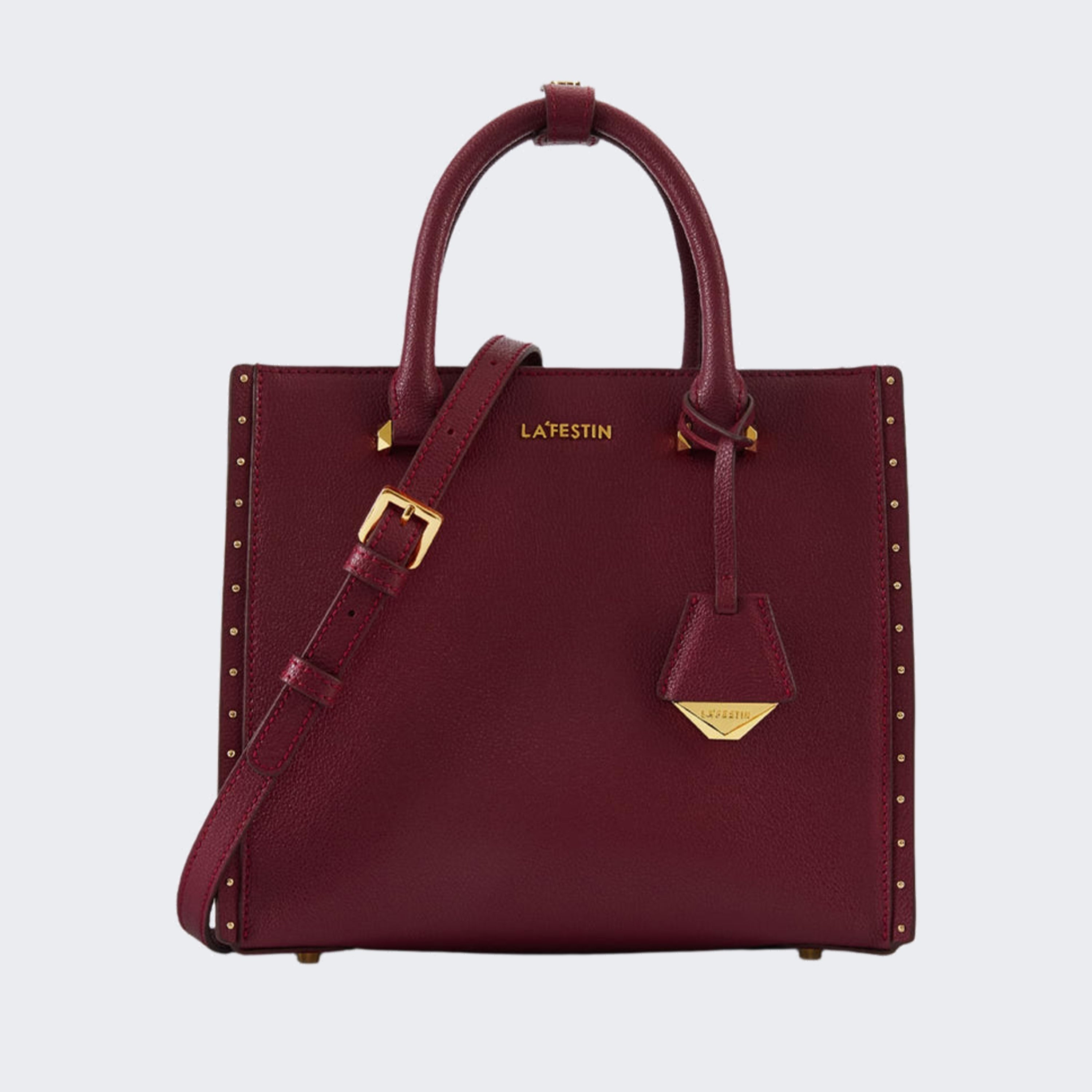LA FESTIN Top Handle Leather Bag Women Shoulder Bag with Adjustable Strap Burgundy Purse