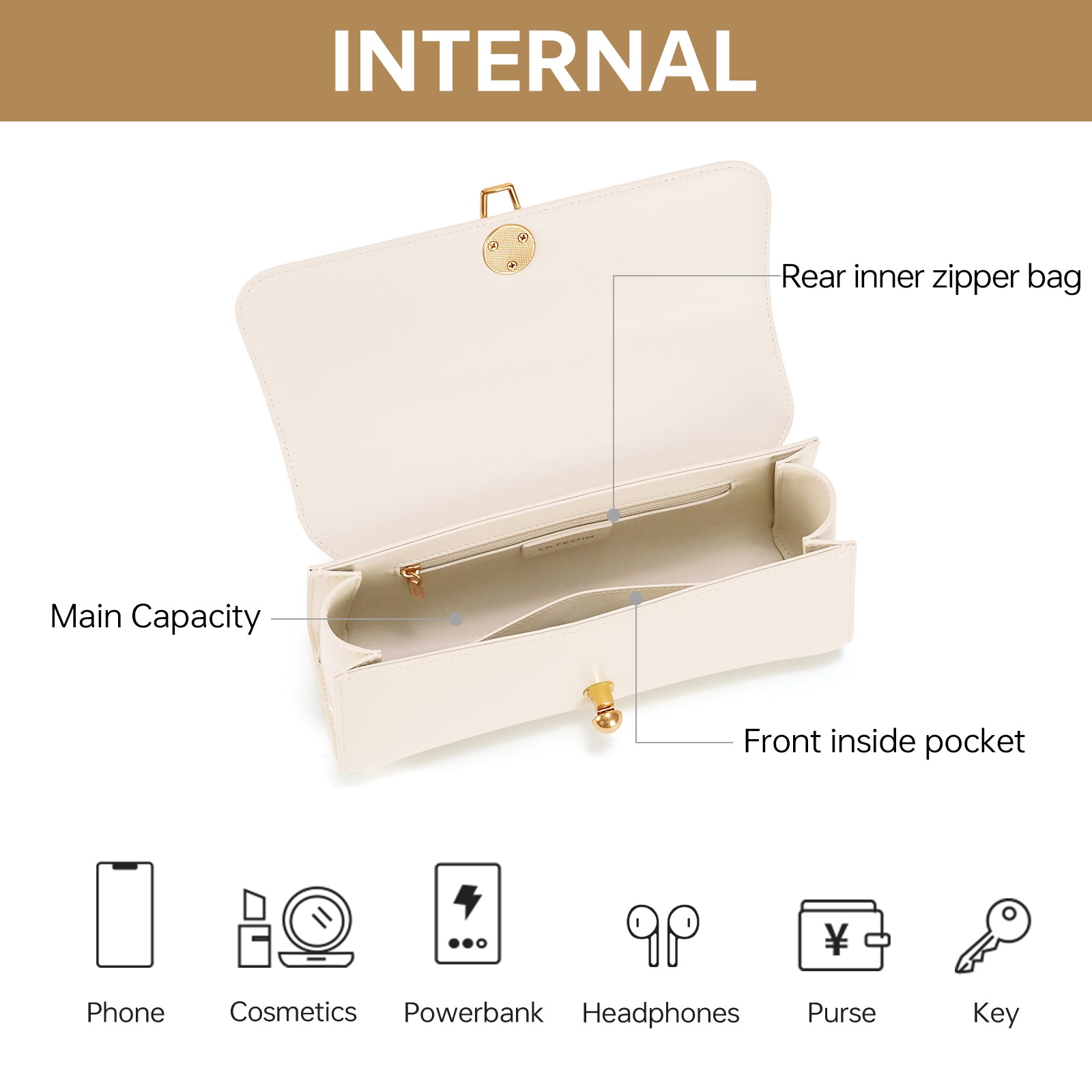 LAFESTIN Leather Shoulder Bag for Women Fashion Design Handbag Lady Wallet Retro Crossbody Bag