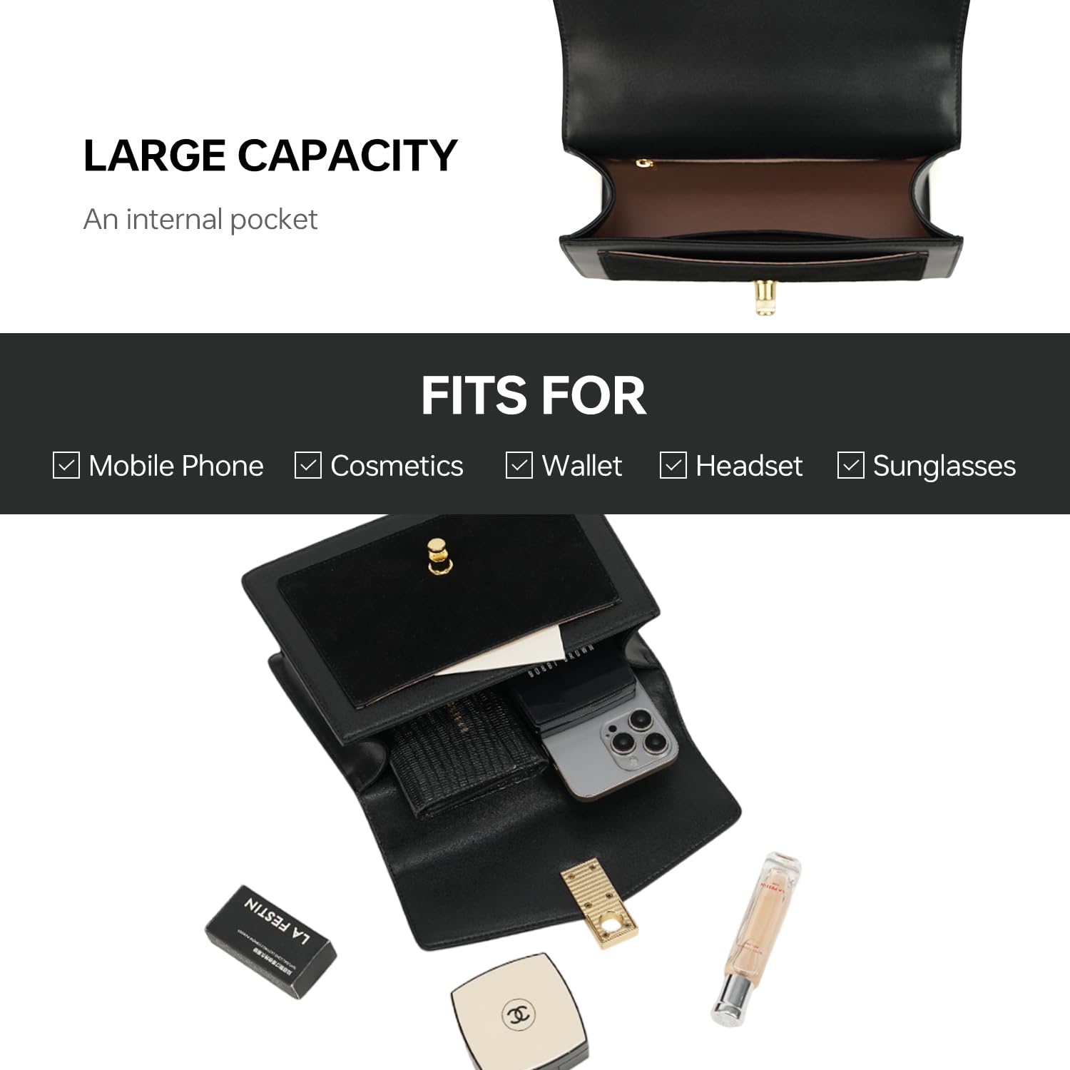LA FESTIN Top Handle Crossbody Bag Leather Handbag Shoulder Bag Purses for Women Large Capacity Bag
