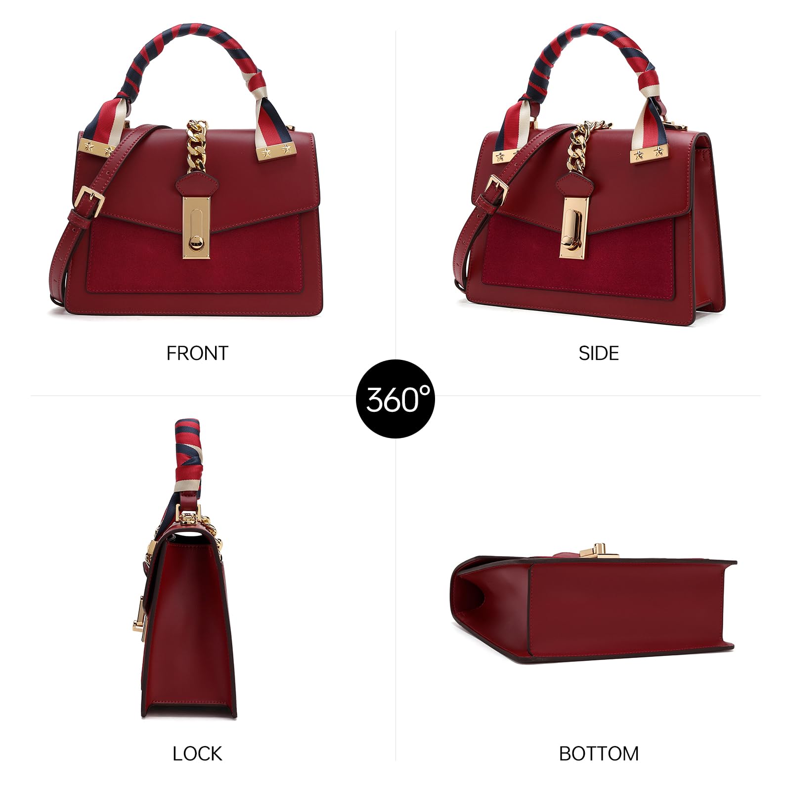 LA FESTIN Top Handle Crossbody Bag Leather Handbag Shoulder Bag Purses for Women Large Capacity Bag