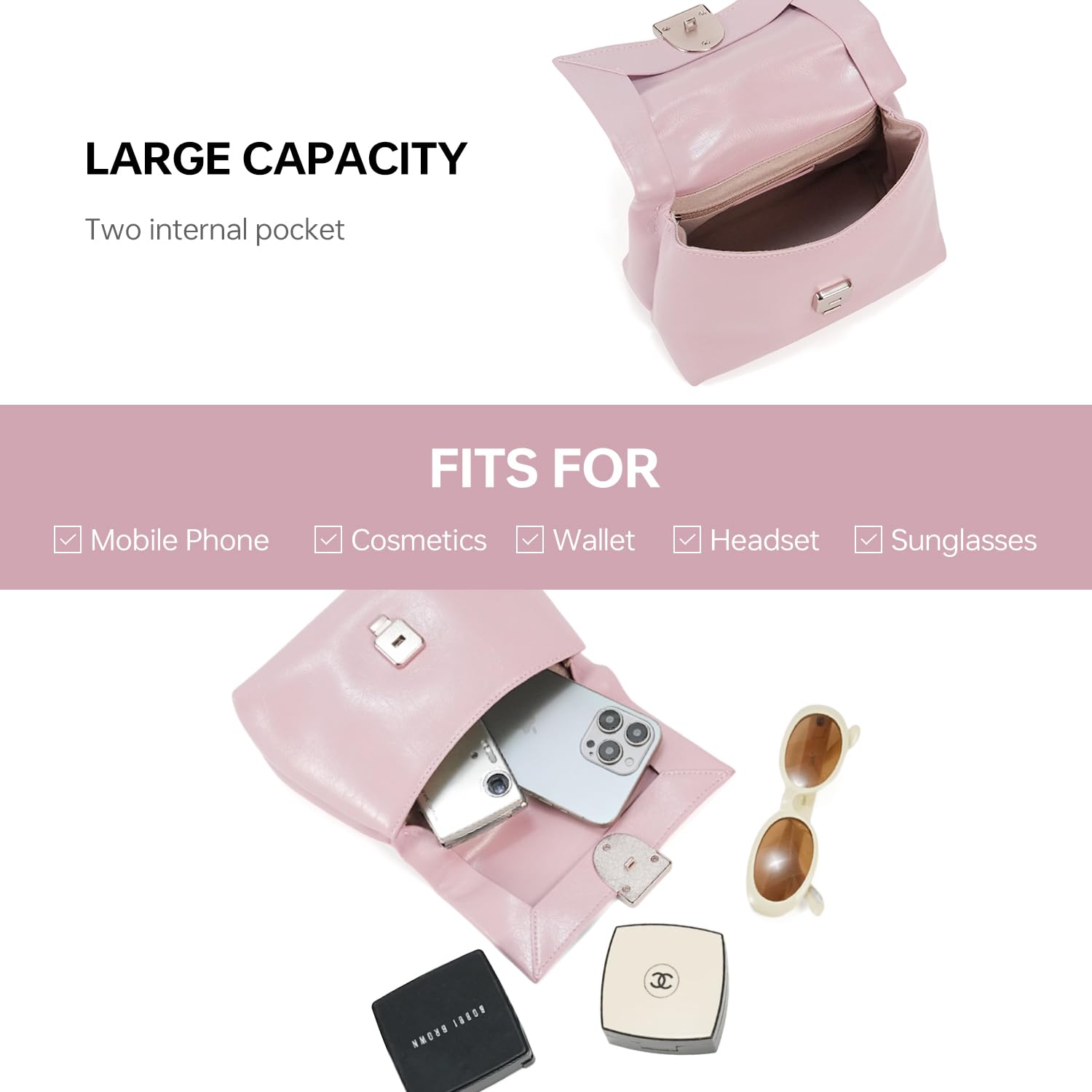 LA FESTIN Handbag for Women Leather Small Shoulder Bag Mini Top Handle Bag Crossbody Purse