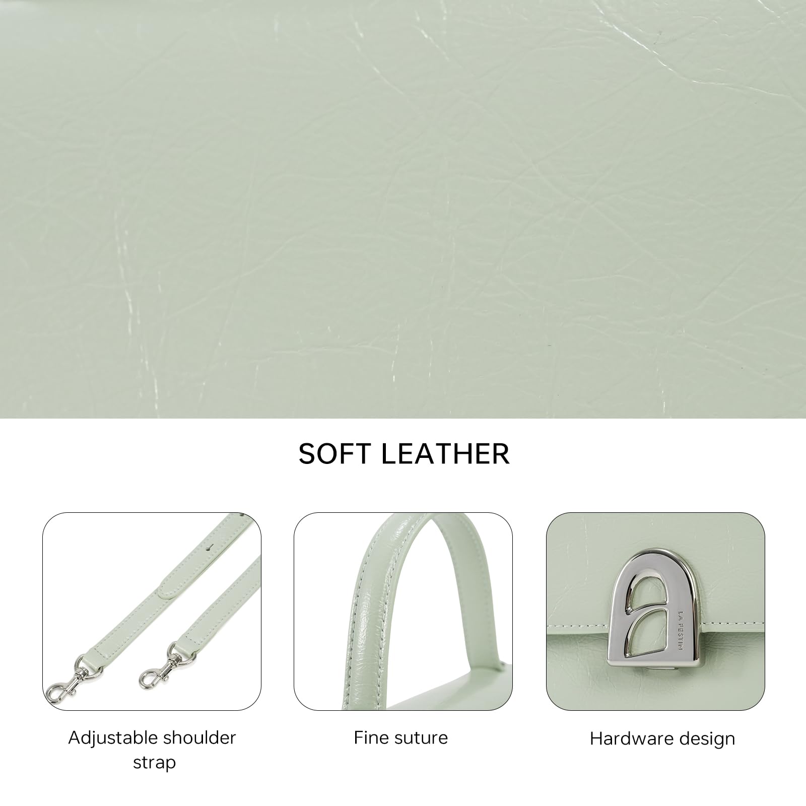 LA FESTIN Handbag for Women Leather Small Shoulder Bag Mini Top Handle Bag Crossbody Purse