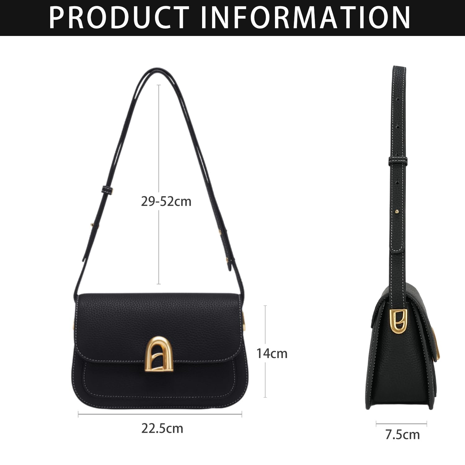 LA FESTIN Leather Shoulder Bag Designer Handbags for Women Retro Cross body Bags Ladies Purse