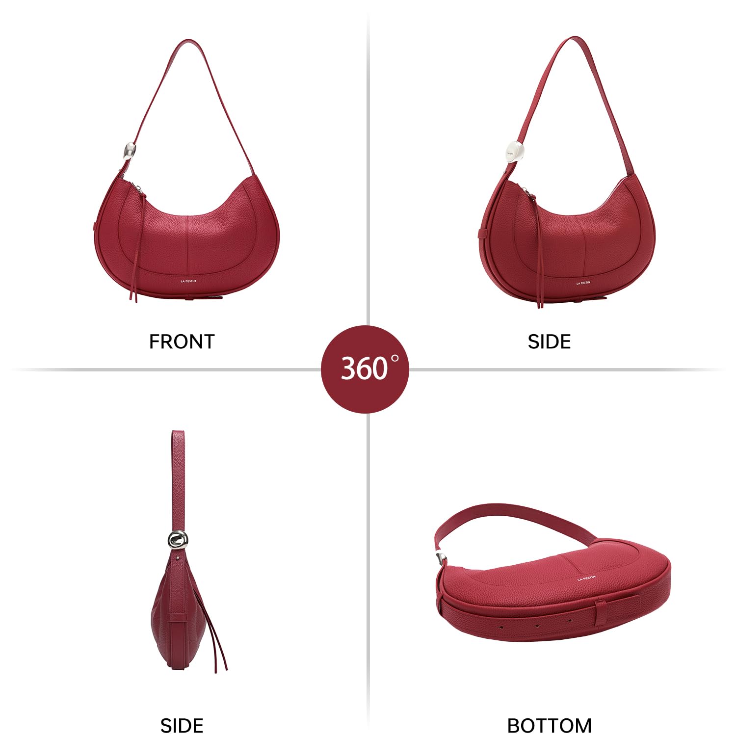 LA FESTIN Soft Leather Crescent Bag Handbag Women Fashion Design Shoulder Bag Female Cross body Bag