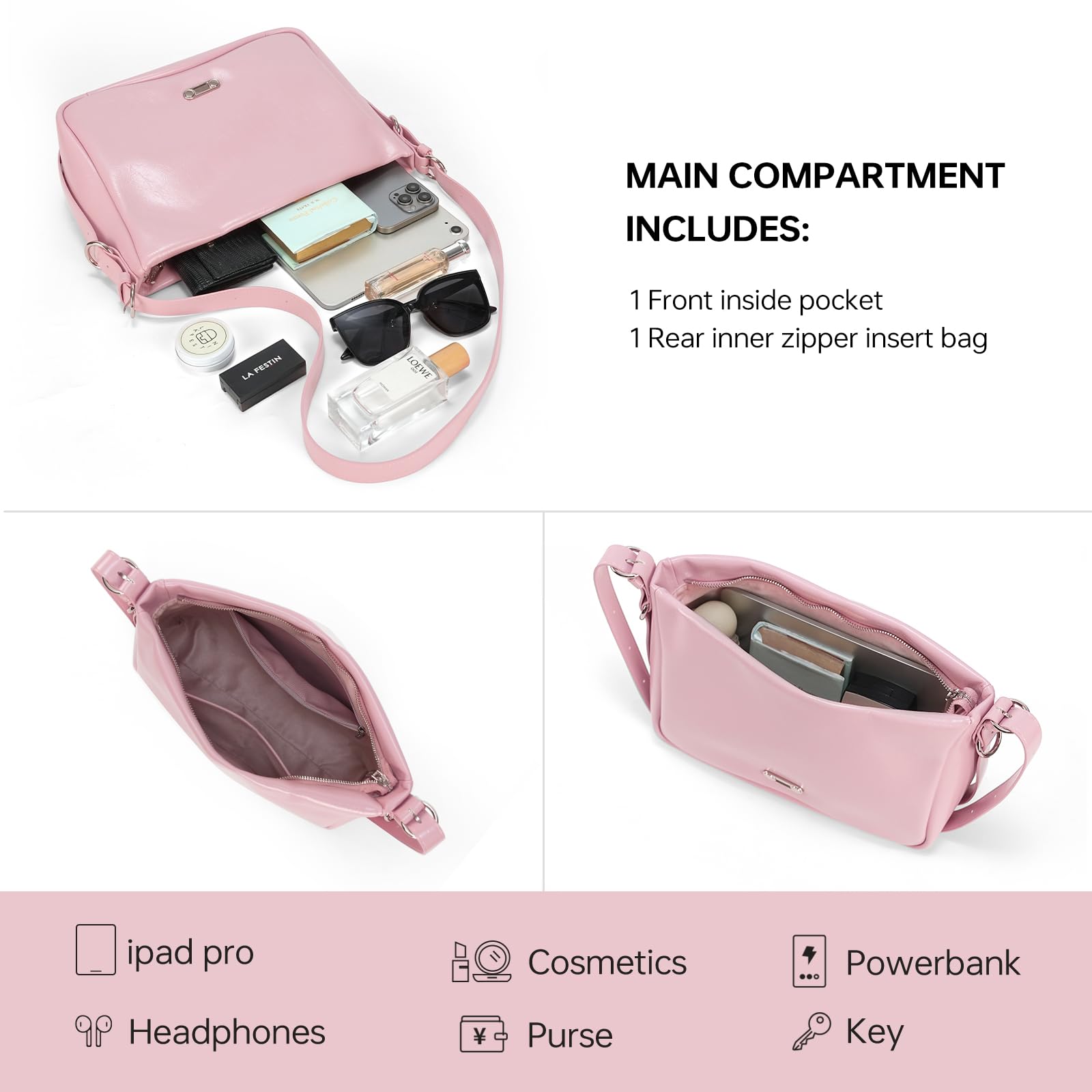 LA FESTIN Original Leather Hobo Bag Women Bag New Shoulder Crossbody Bag Fashion Tote Bags Ladies Bags