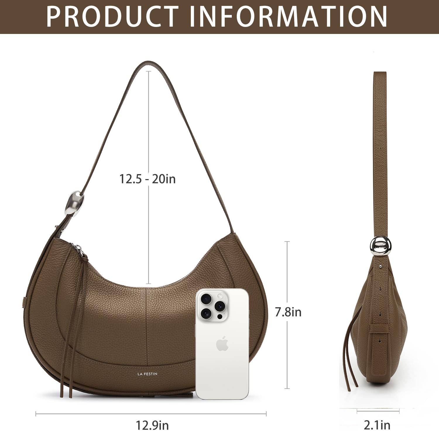 LA FESTIN Soft Leather Crescent Bag Handbag Women Fashion Design Shoulder Bag Female Cross body Bag