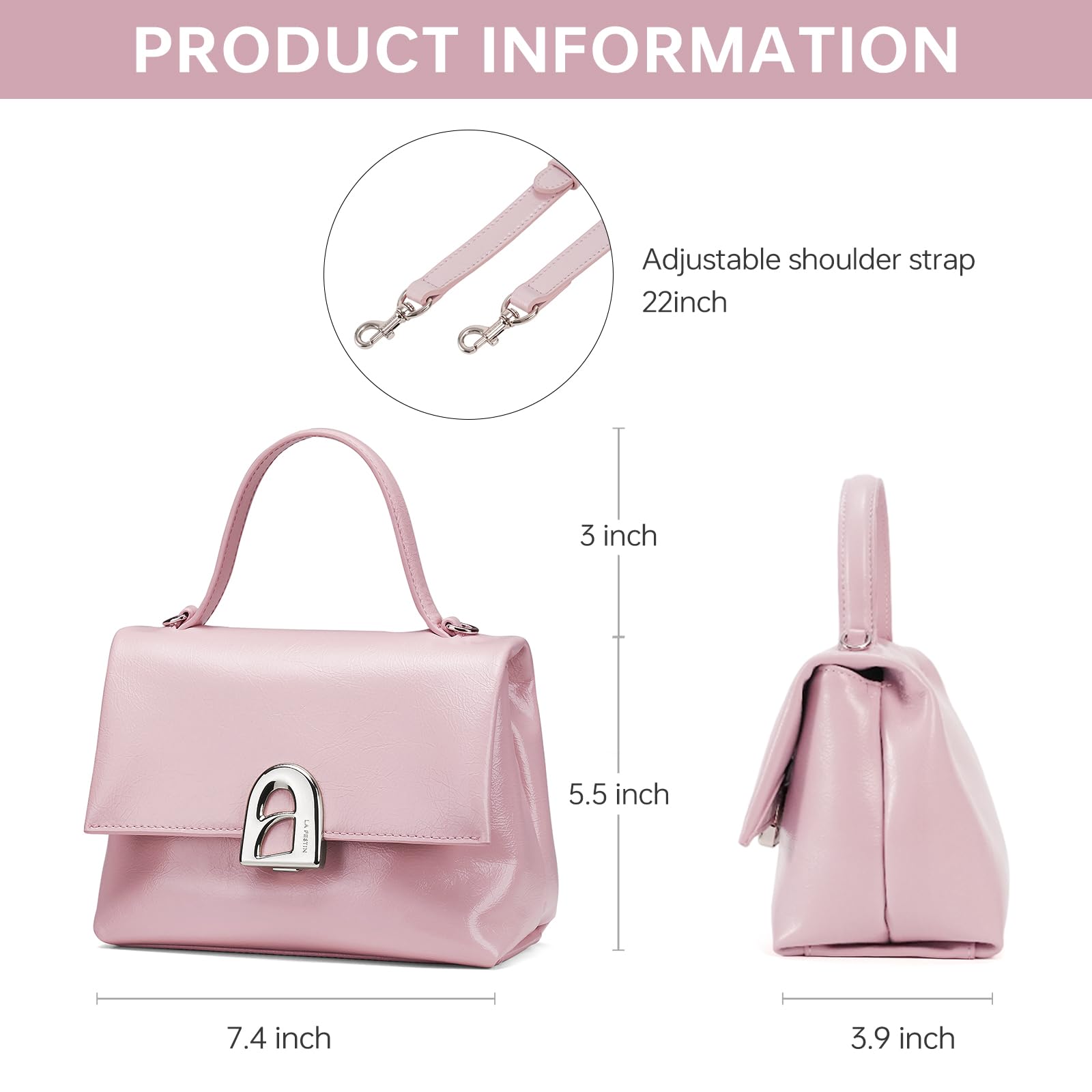 LA FESTIN Handbag for Women Leather Small Shoulder Bag Mini Top Handle Bag Crossbody Purse