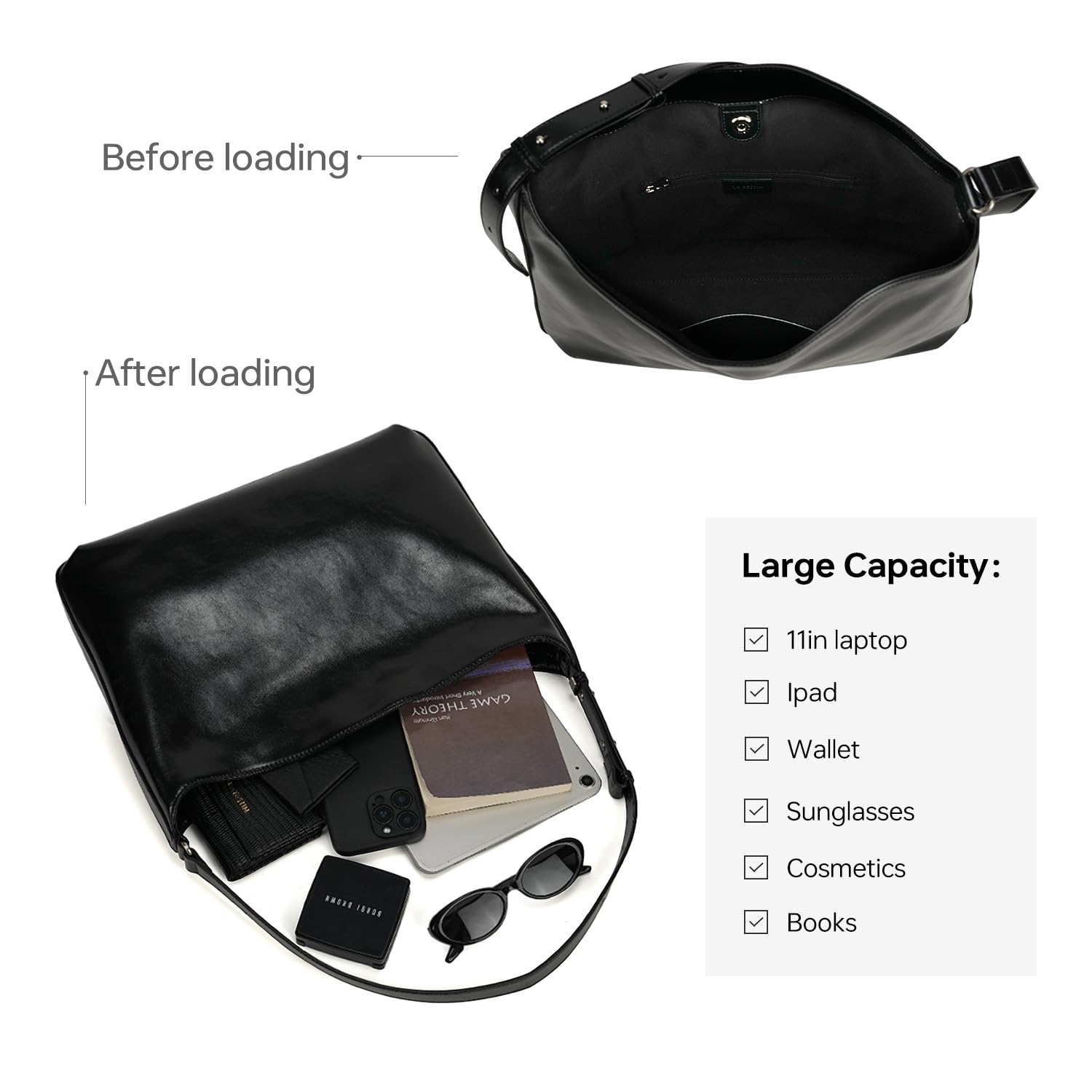 LA FESTIN Leather Large Hobo Bag Satchel Bag Tote Bag for Women Shoulder Bag  Fashion Crossbody Bags