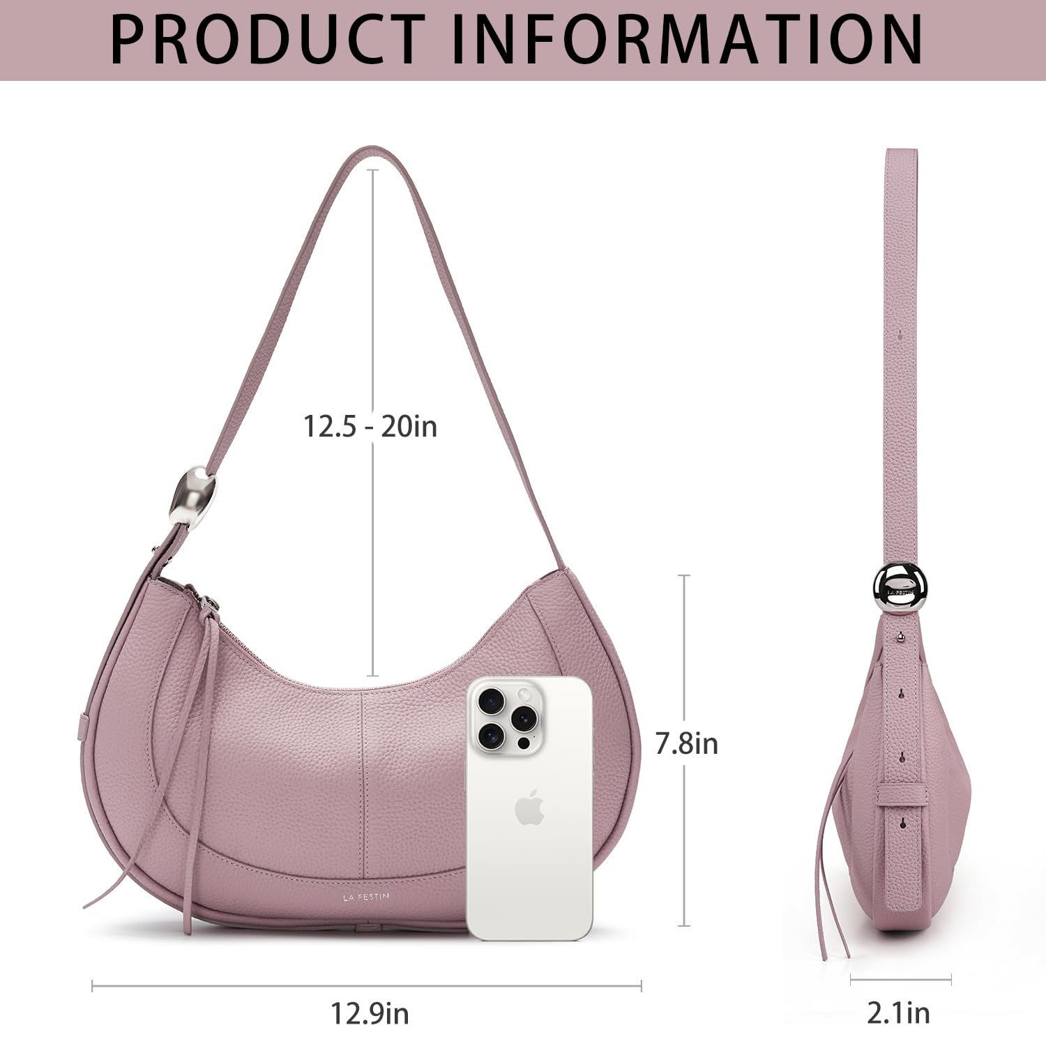 LA FESTIN Soft Leather Crescent Bag Handbag Women Fashion Design Shoulder Bag Female Cross body Bag