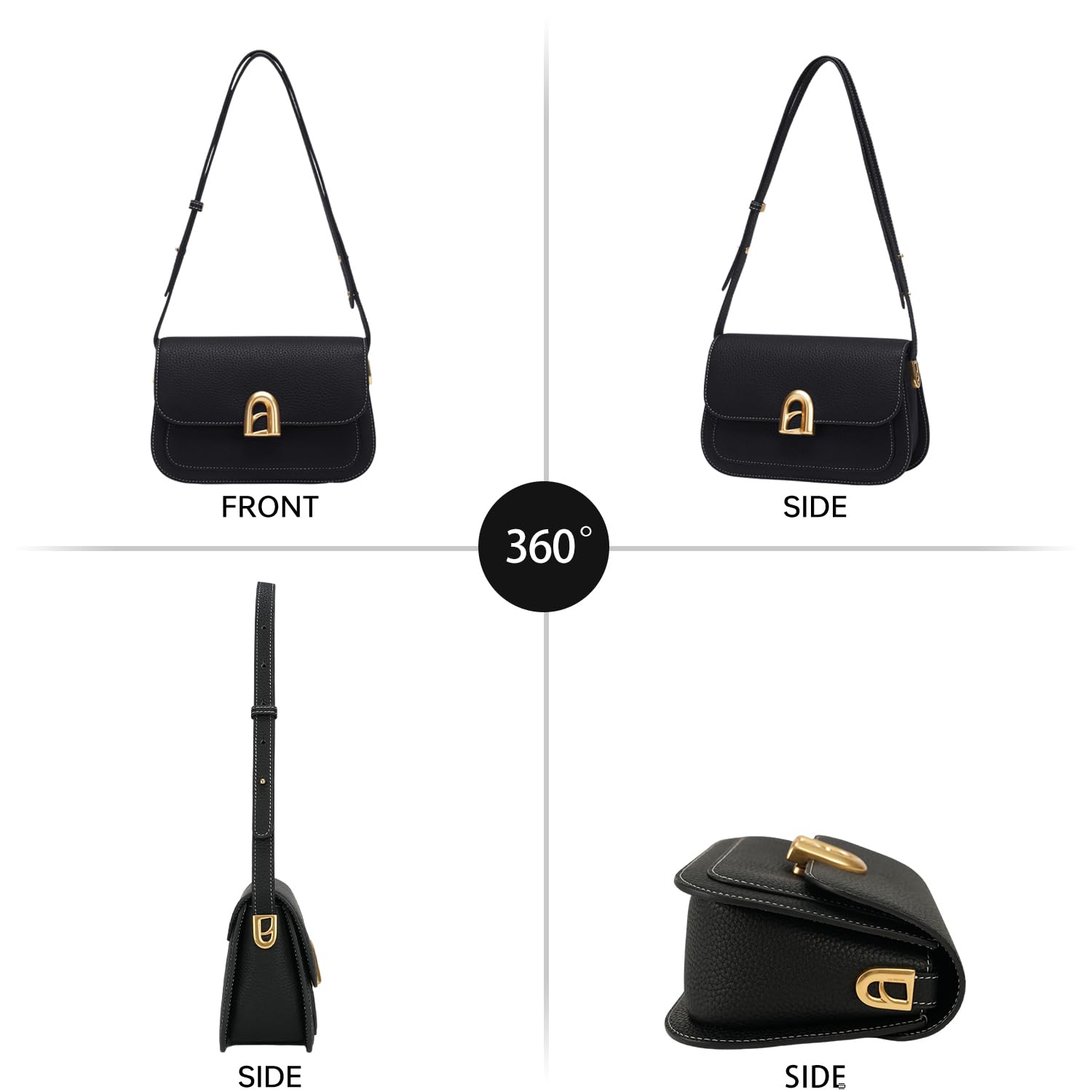 LA FESTIN Leather Shoulder Bag Designer Handbags for Women Retro Cross body Bags Ladies Purse