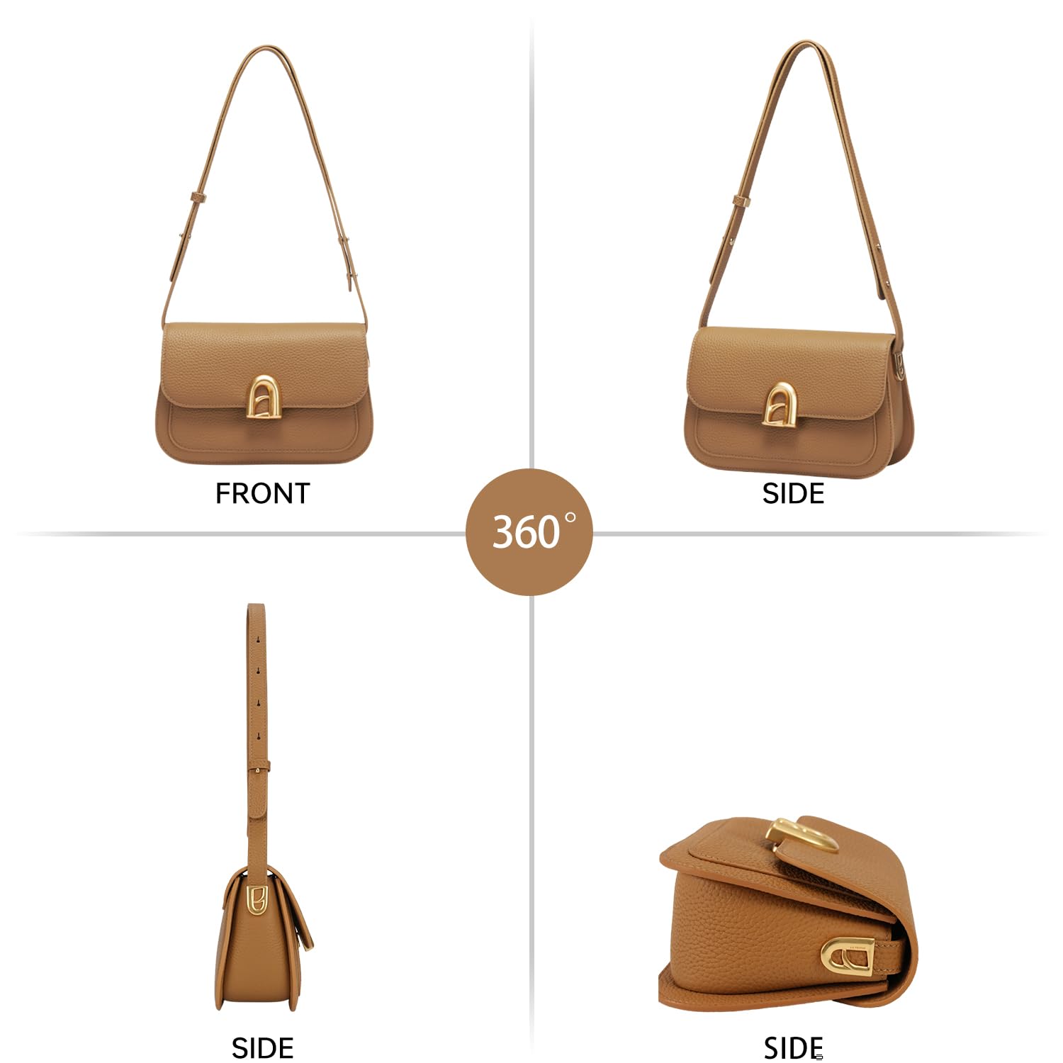 LA FESTIN Leather Shoulder Bag Designer Handbags for Women Retro Cross body Bags Ladies Purse