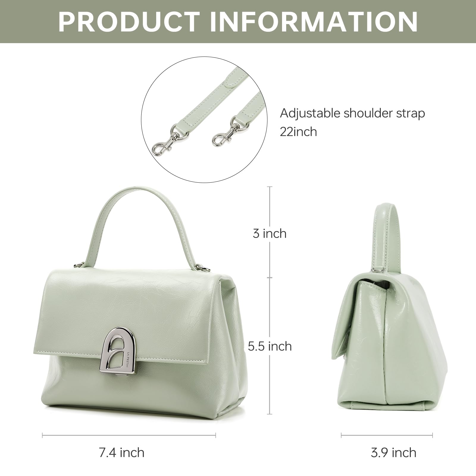 LA FESTIN Handbag for Women Leather Small Shoulder Bag Mini Top Handle Bag Crossbody Purse