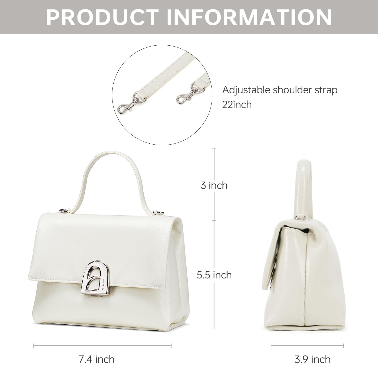 LA FESTIN Handbag for Women Leather Small Shoulder Bag Mini Top Handle Bag Crossbody Purse