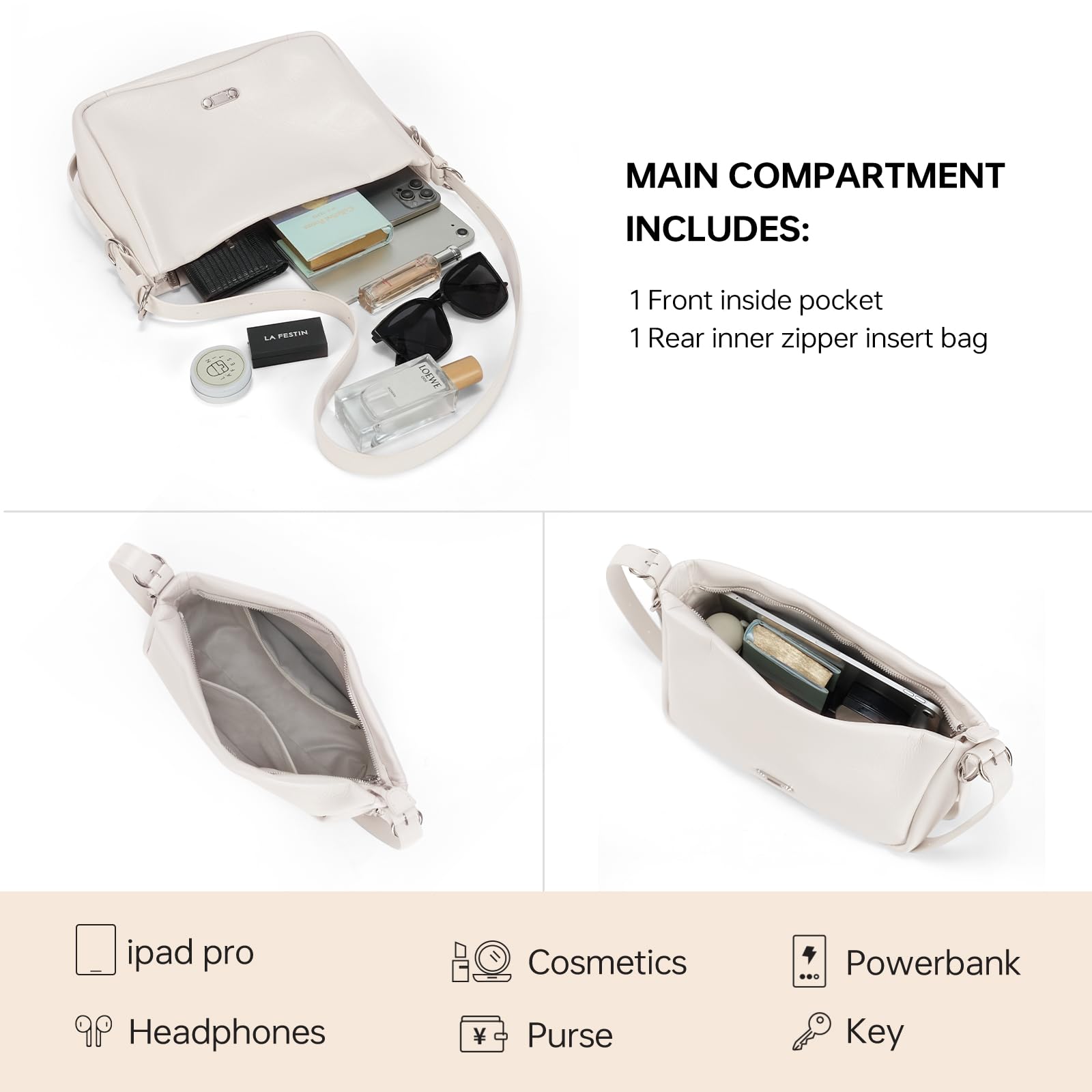 LA FESTIN Original Leather Hobo Bag Women Bag New Shoulder Crossbody Bag Fashion Tote Bags Ladies Bags