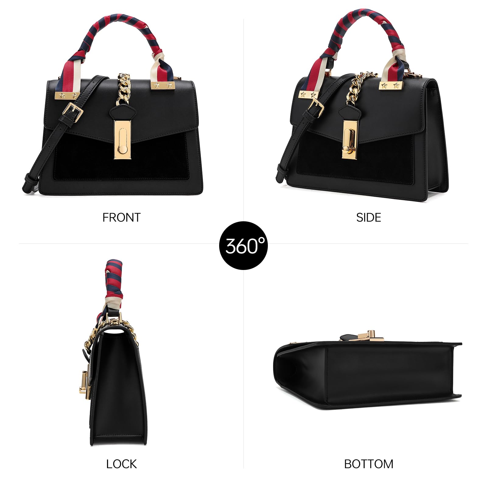 LA FESTIN Top Handle Crossbody Bag Leather Handbag Shoulder Bag Purses for Women Large Capacity Bag