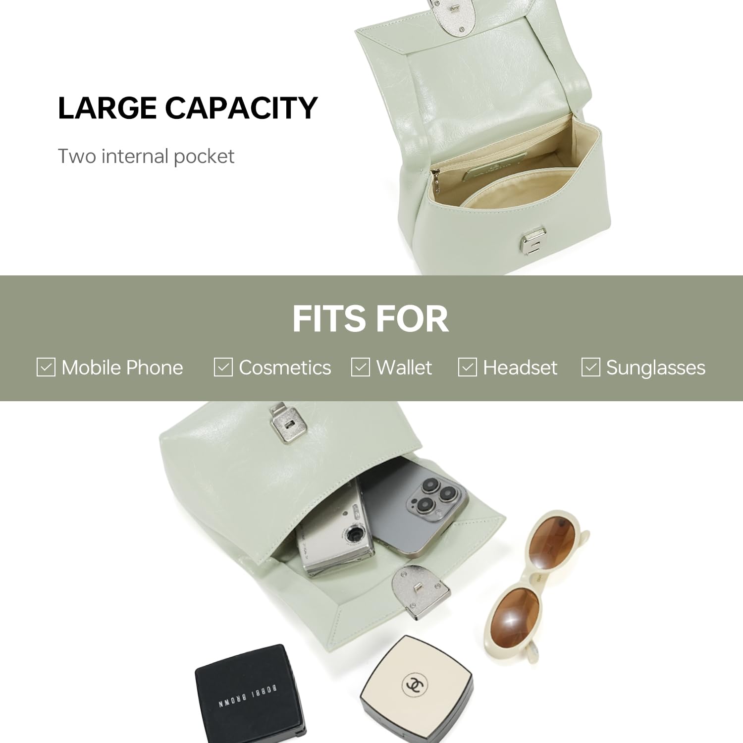 LA FESTIN Handbag for Women Leather Small Shoulder Bag Mini Top Handle Bag Crossbody Purse