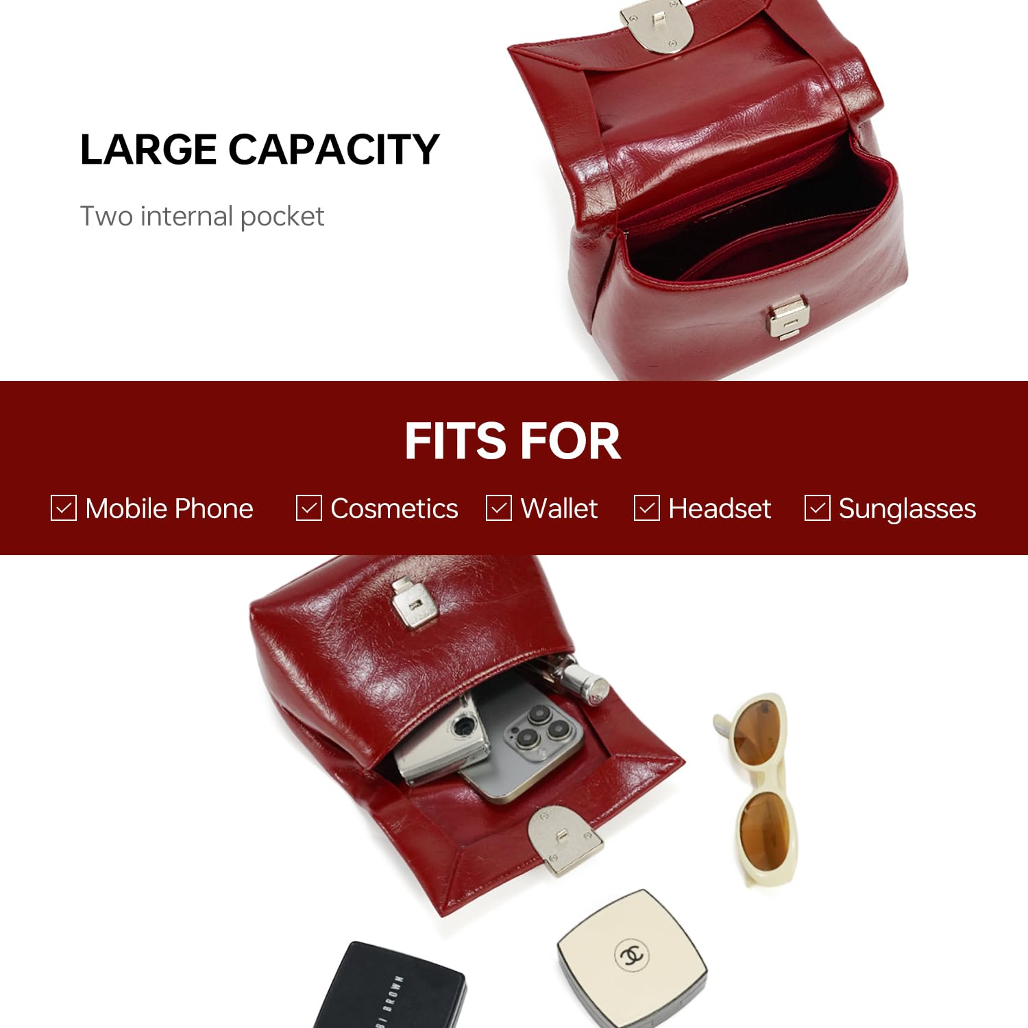 LA FESTIN Handbag for Women Leather Small Shoulder Bag Mini Top Handle Bag Crossbody Purse