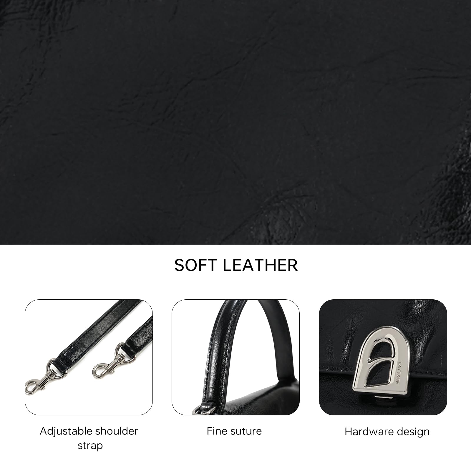 LA FESTIN Handbag for Women Leather Small Shoulder Bag Mini Top Handle Bag Crossbody Purse