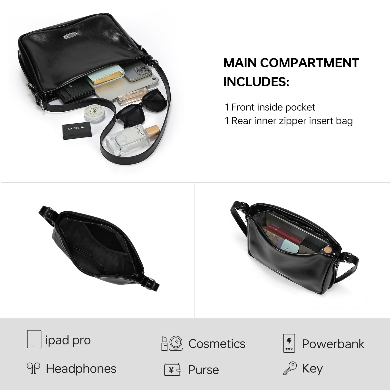 LA FESTIN Original Leather Hobo Bag Women Bag New Shoulder Crossbody Bag Fashion Tote Bags Ladies Bags