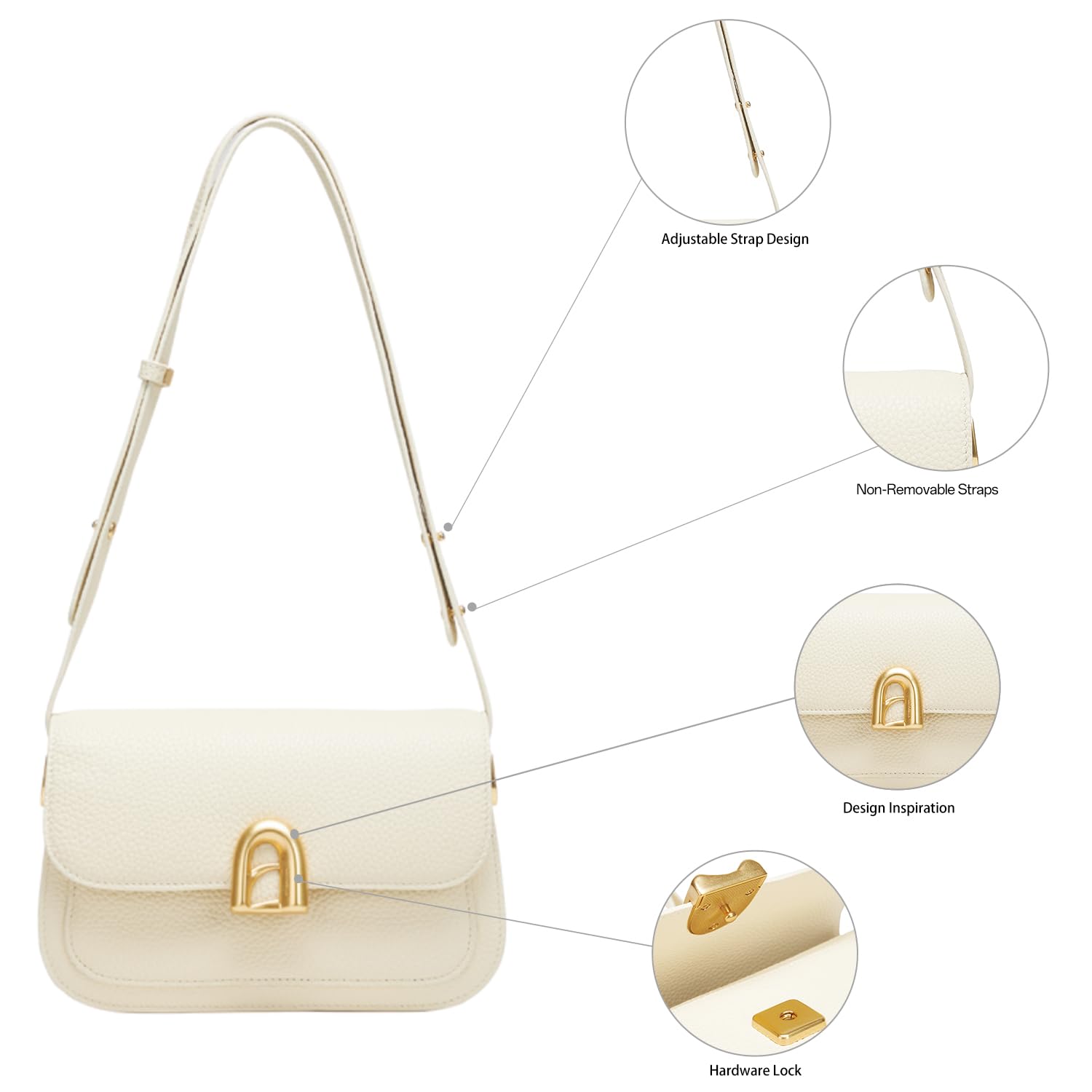 LA FESTIN Leather Shoulder Bag Designer Handbags for Women Retro Cross body Bags Ladies Purse