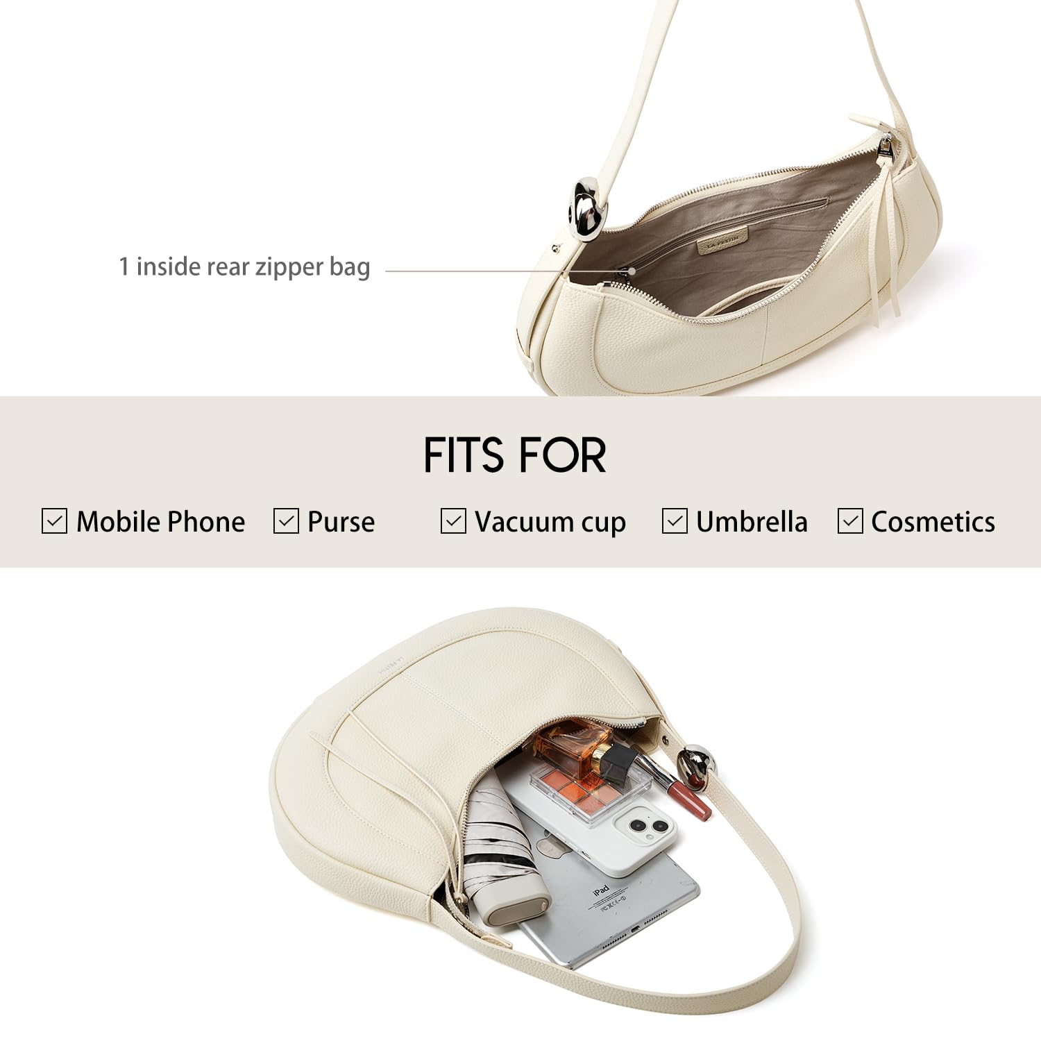 LA FESTIN Soft Leather Crescent Bag Handbag Women Fashion Design Shoulder Bag Female Cross body Bag