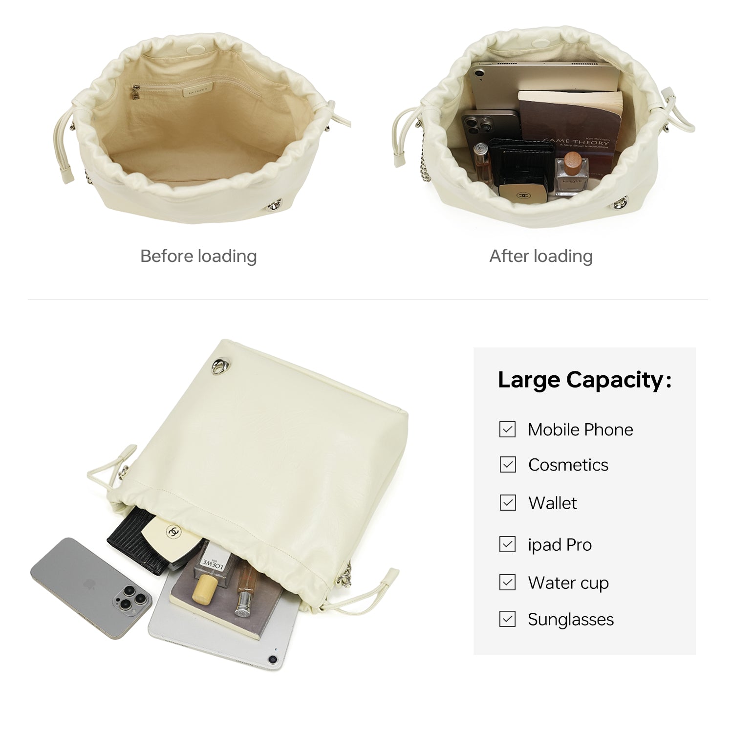 LA FESTIN Shoulder Bag for Women Leather Large Tote Bag Cross body Purse Ladies Handbag