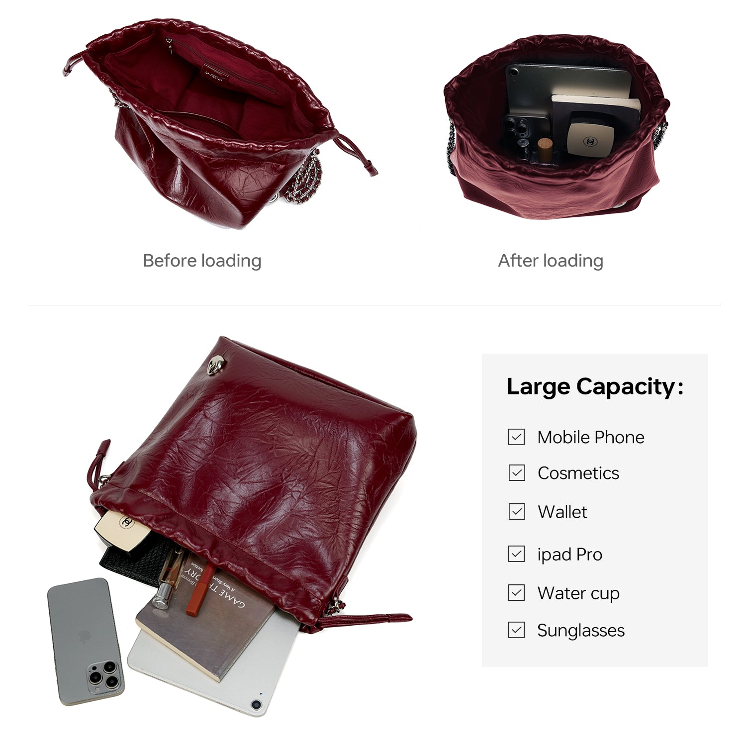 LA FESTIN Shoulder Bag for Women Leather Large Tote Bag Cross body Purse Ladies Handbag