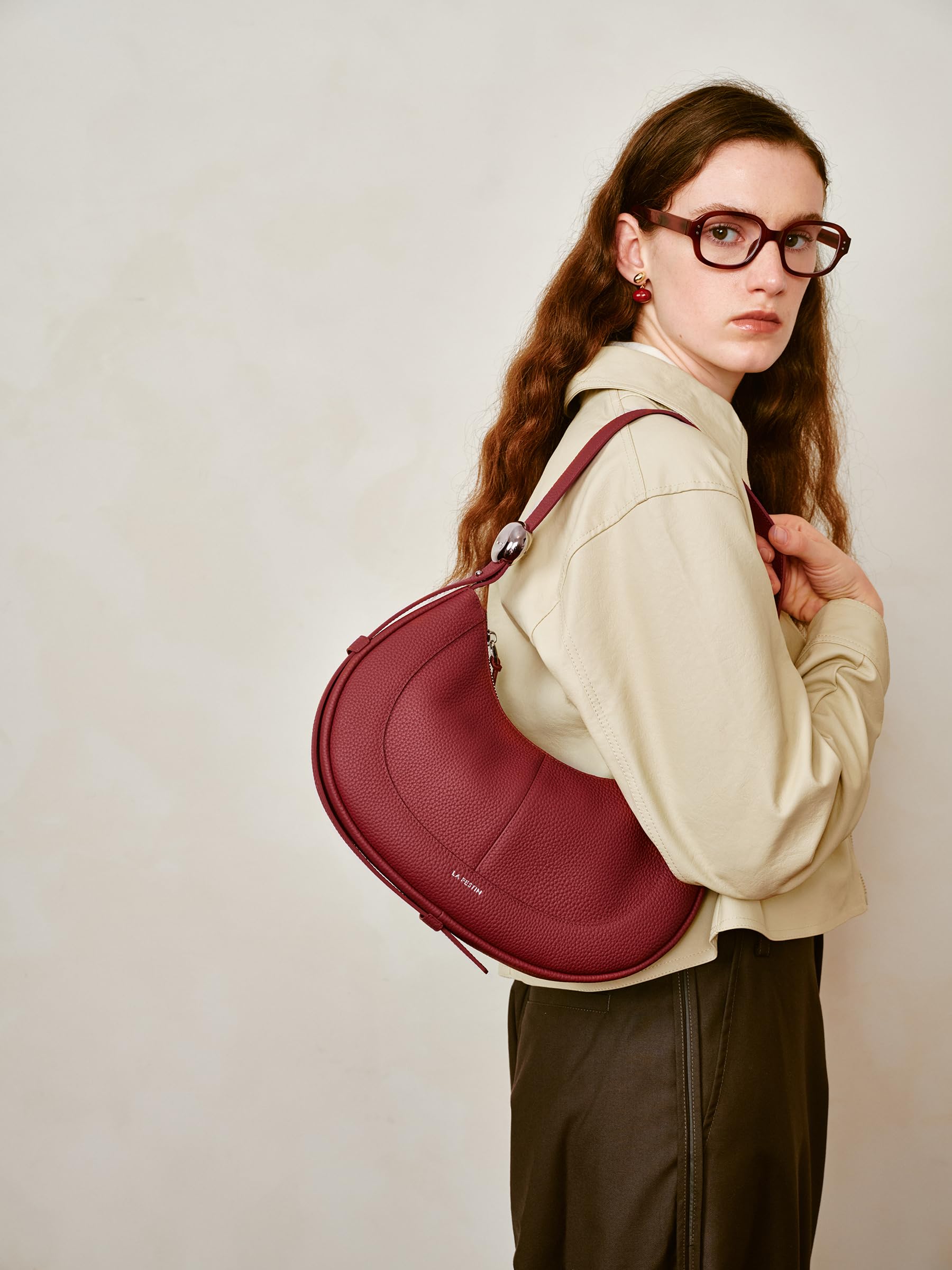LA FESTIN Soft Leather Crescent Bag Handbag Women Fashion Design Shoulder Bag Female Cross body Bag