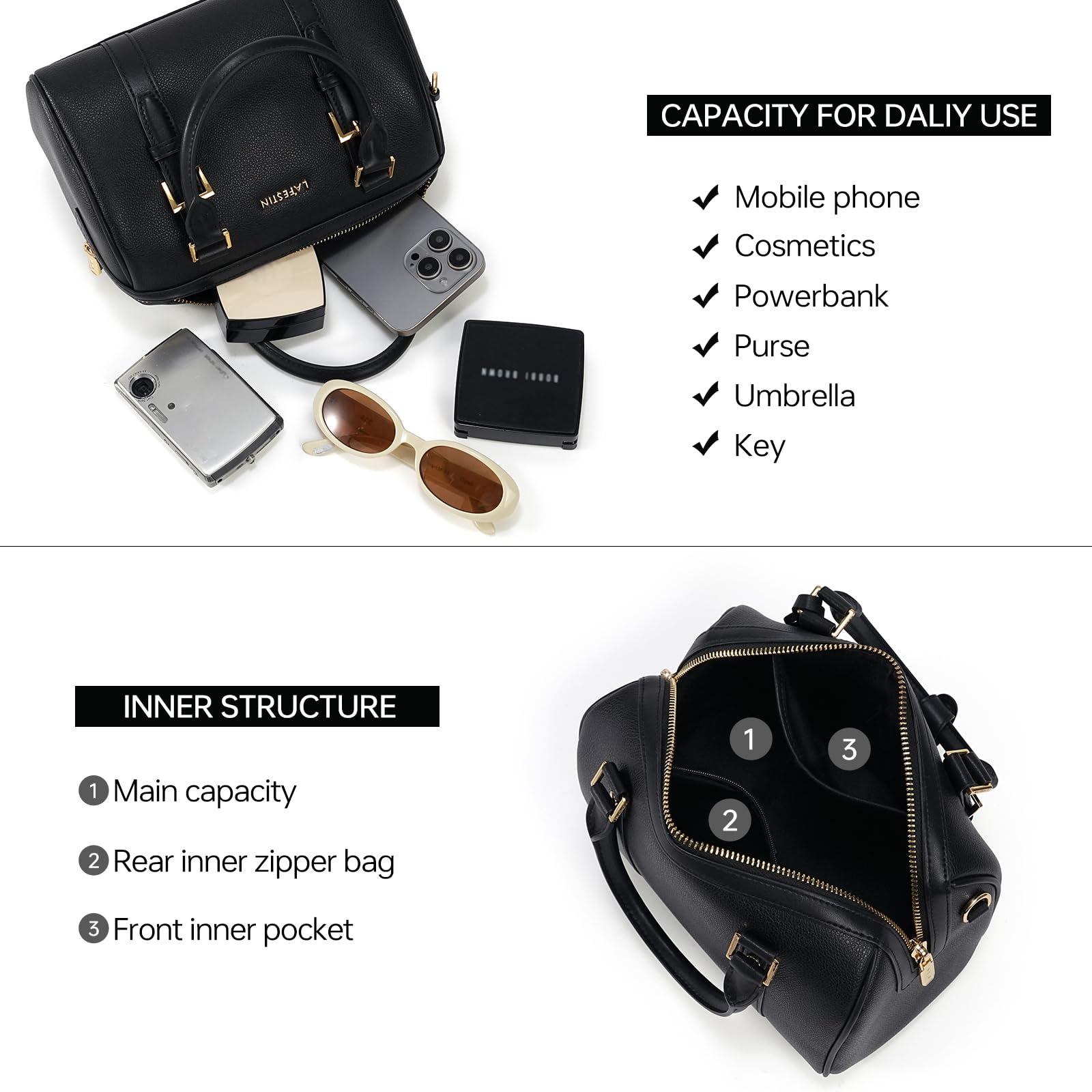 LA FESTIN Top Handle Purse Handbag Women Large Shoulder Crossbody Bag Leather Duffle Bag
