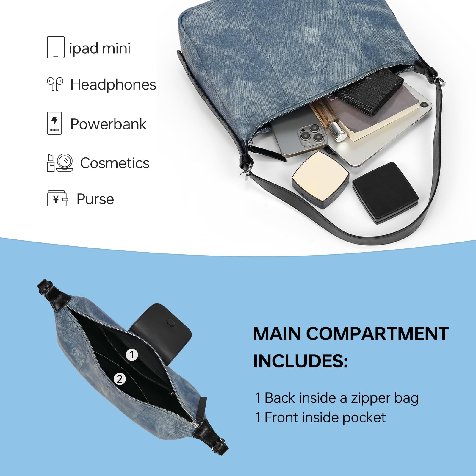 LA FESTIN Original Tote Bag for Women Large Hobo Bag Shoulder Bag with Adjustable Strap Crossbody Bags