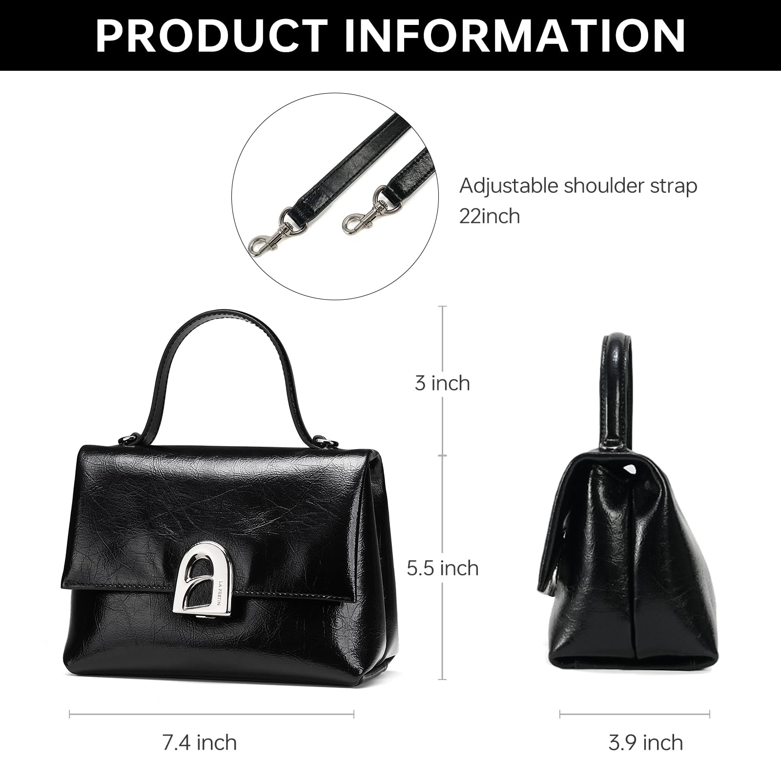 LA FESTIN Handbag for Women Leather Small Shoulder Bag Mini Top Handle Bag Crossbody Purse