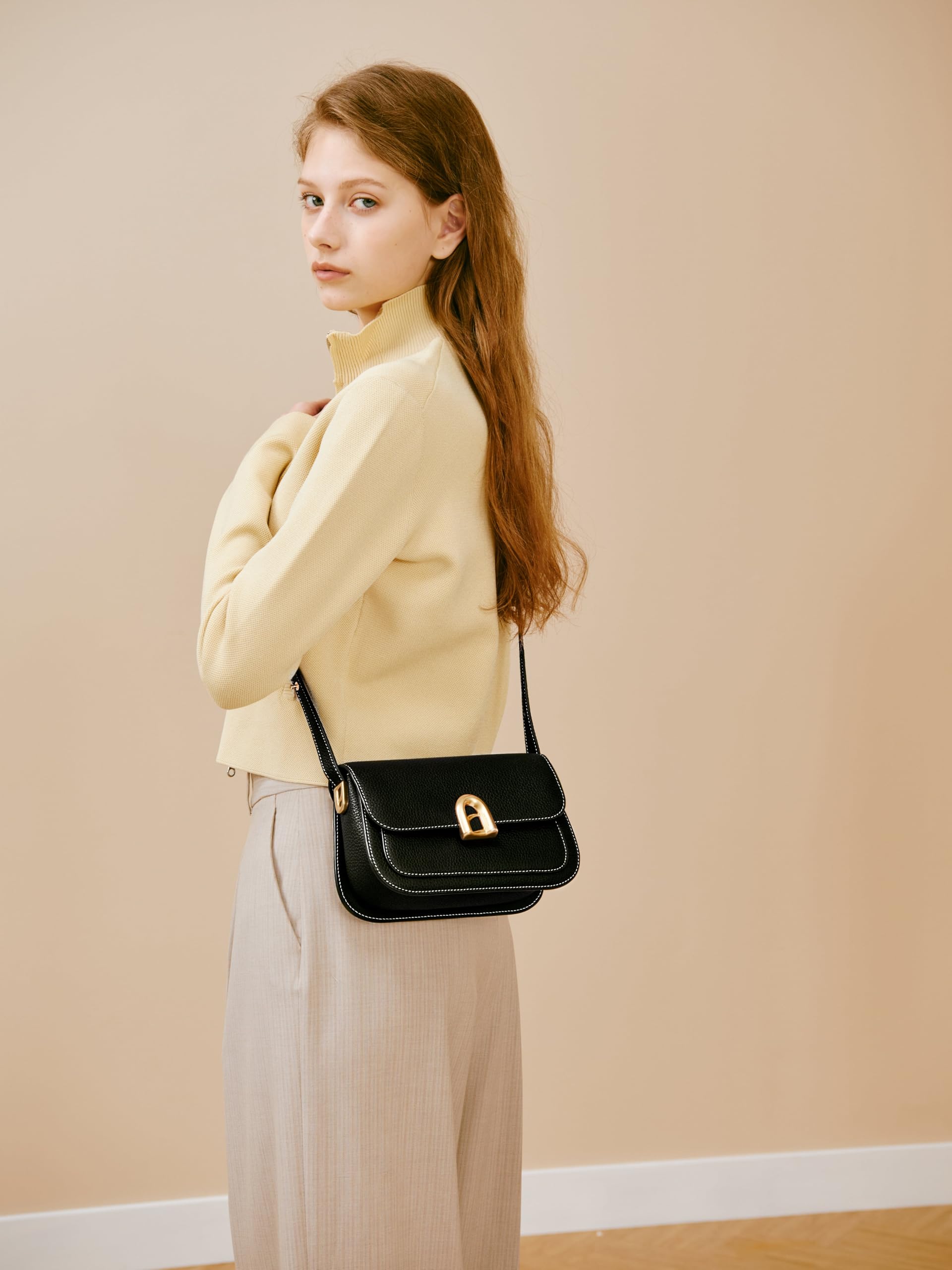 LA FESTIN Leather Shoulder Bag Designer Handbags for Women Retro Cross body Bags Ladies Purse