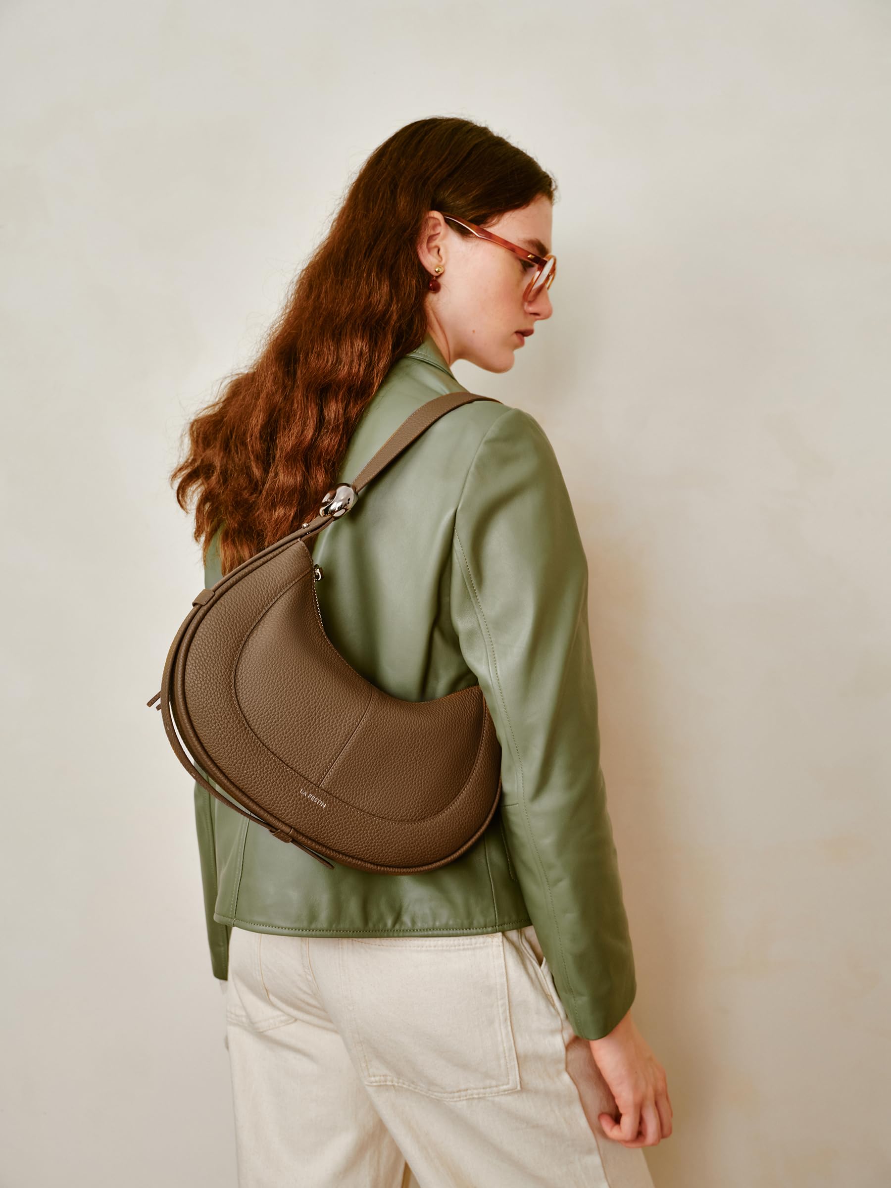 LA FESTIN Soft Leather Crescent Bag Handbag Women Fashion Design Shoulder Bag Female Cross body Bag