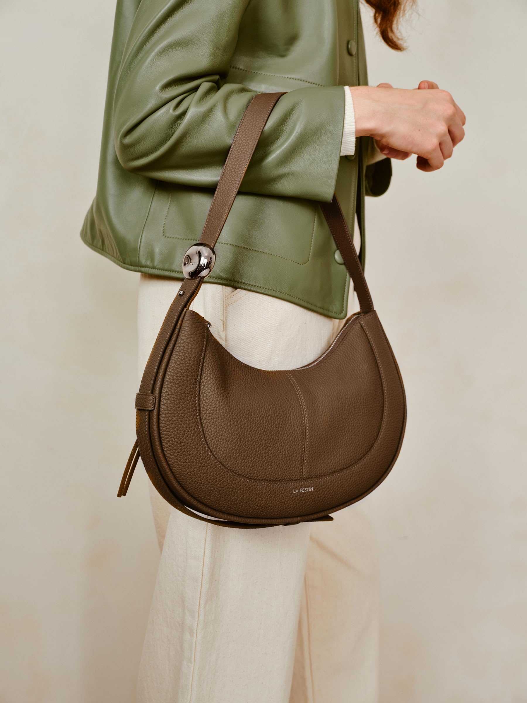 LA FESTIN Soft Leather Crescent Bag Handbag Women Fashion Design Shoulder Bag Female Cross body Bag