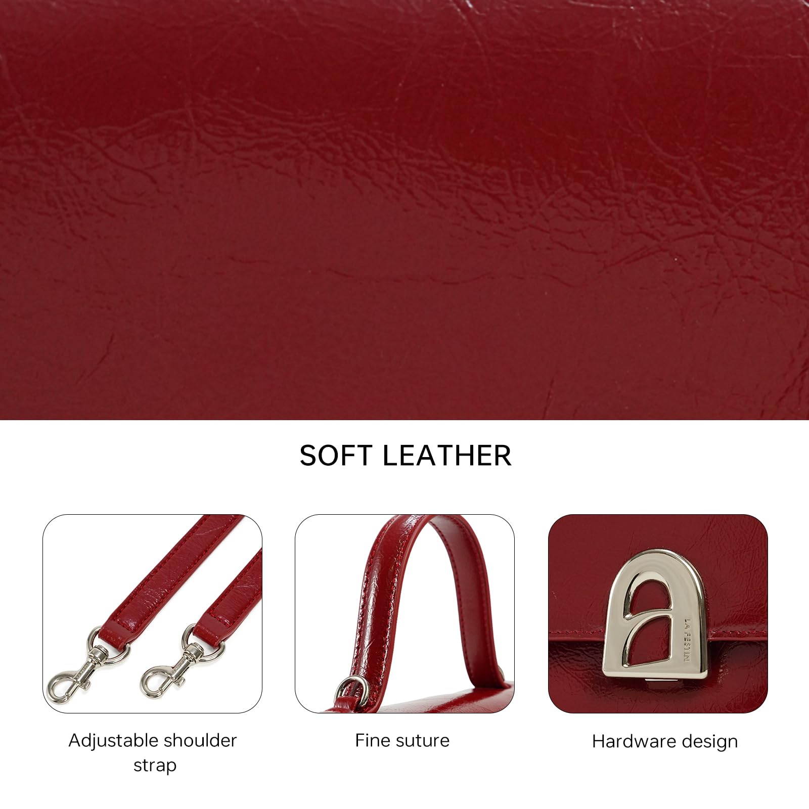 LA FESTIN Handbag for Women Leather Small Shoulder Bag Mini Top Handle Bag Crossbody Purse