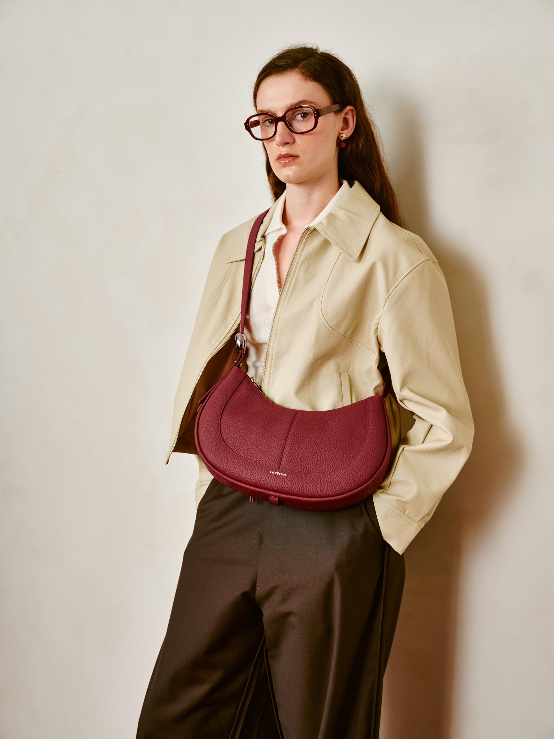 LA FESTIN Soft Leather Crescent Bag Handbag Women Fashion Design Shoulder Bag Female Cross body Bag