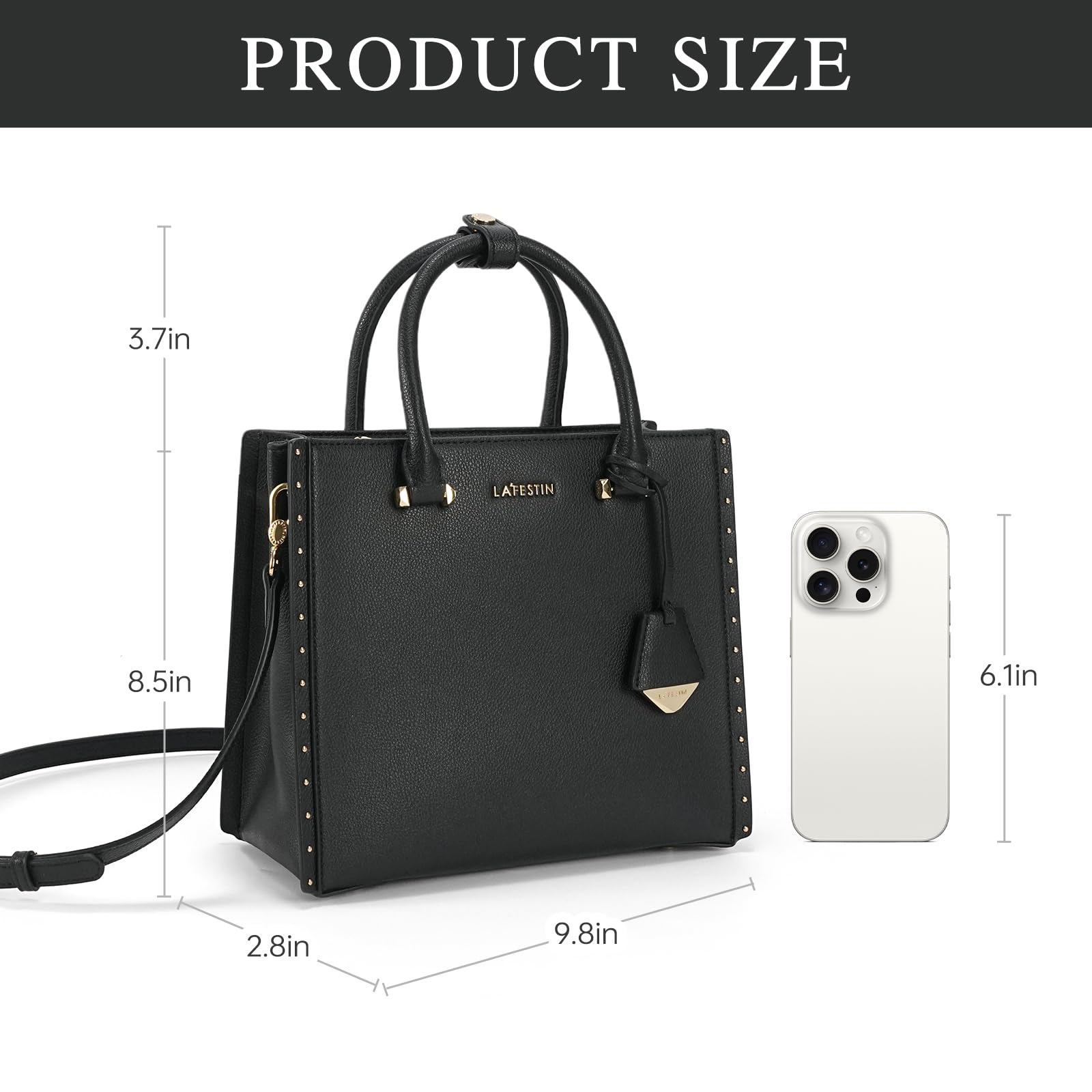 LA FESTIN Top Handle Leather Bag Women Shoulder Bag with Adjustable Strap Burgundy Purse