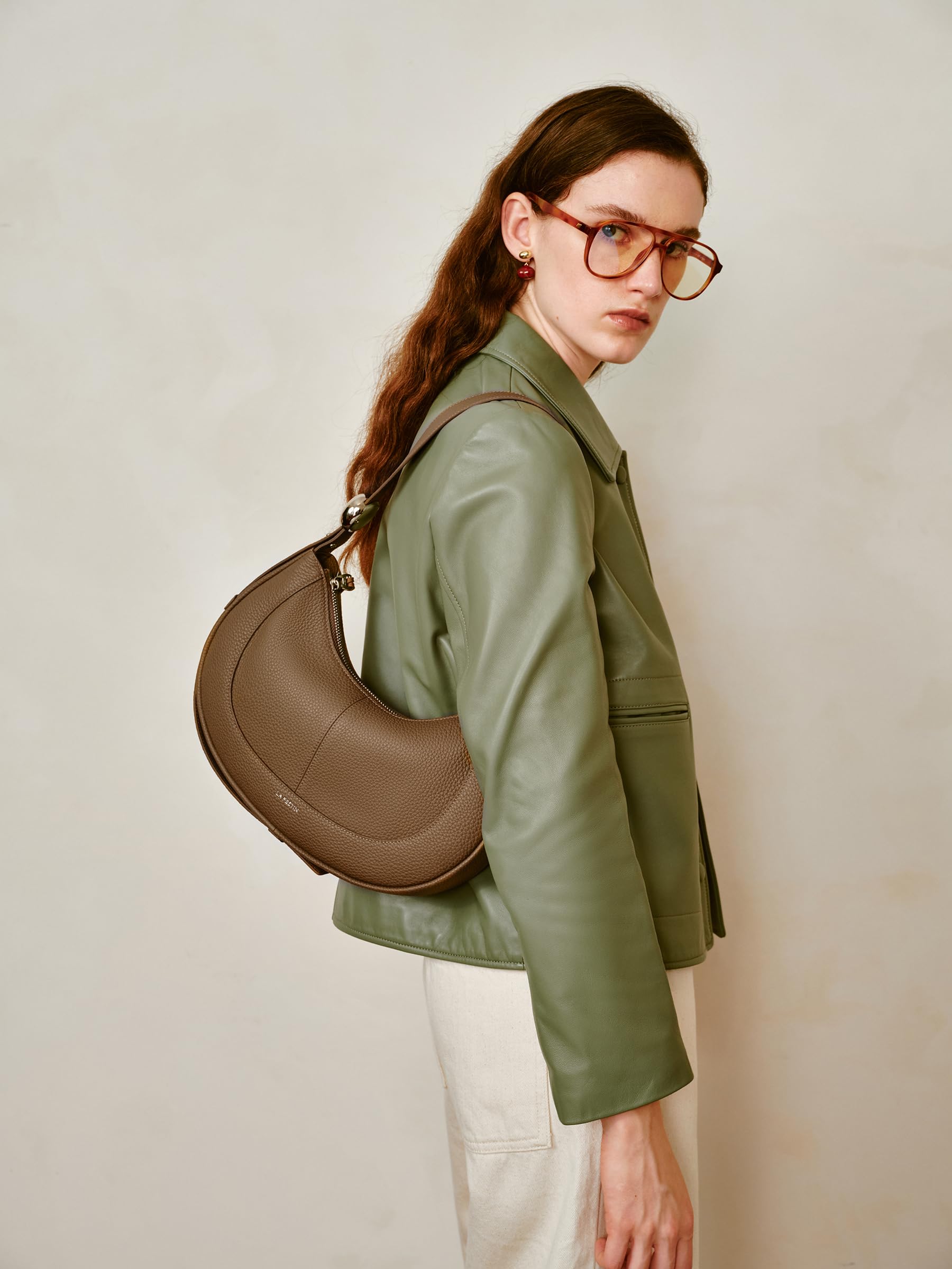 LA FESTIN Soft Leather Crescent Bag Handbag Women Fashion Design Shoulder Bag Female Cross body Bag