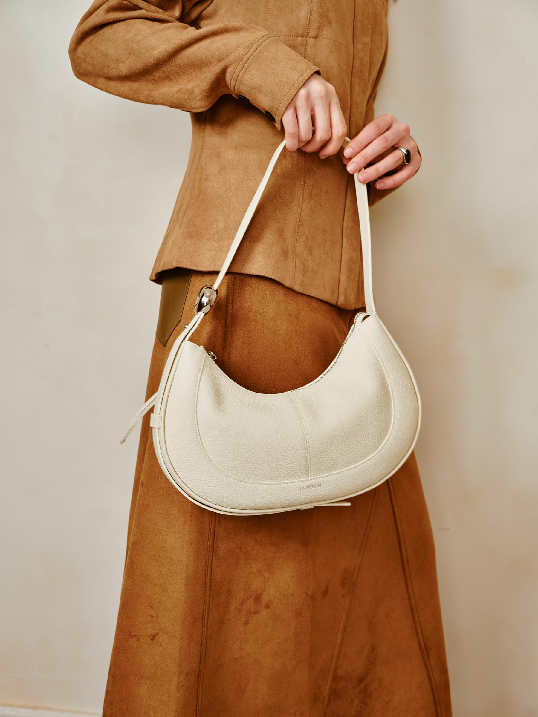 LA FESTIN Soft Leather Crescent Bag Handbag Women Fashion Design Shoulder Bag Female Cross body Bag