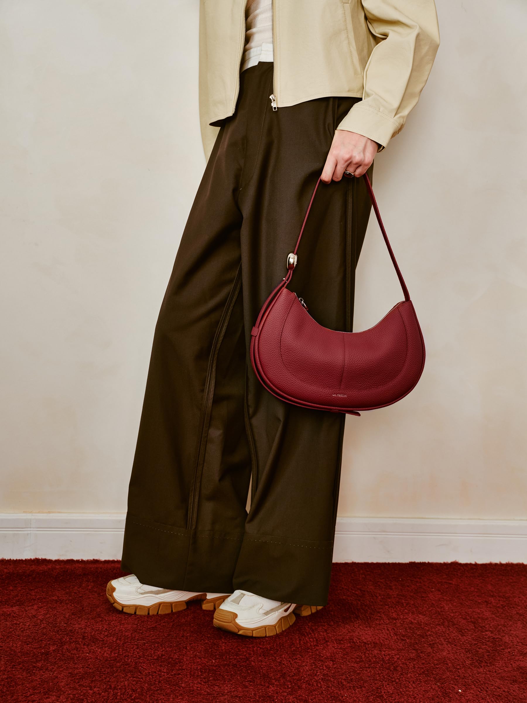 LA FESTIN Soft Leather Crescent Bag Handbag Women Fashion Design Shoulder Bag Female Cross body Bag