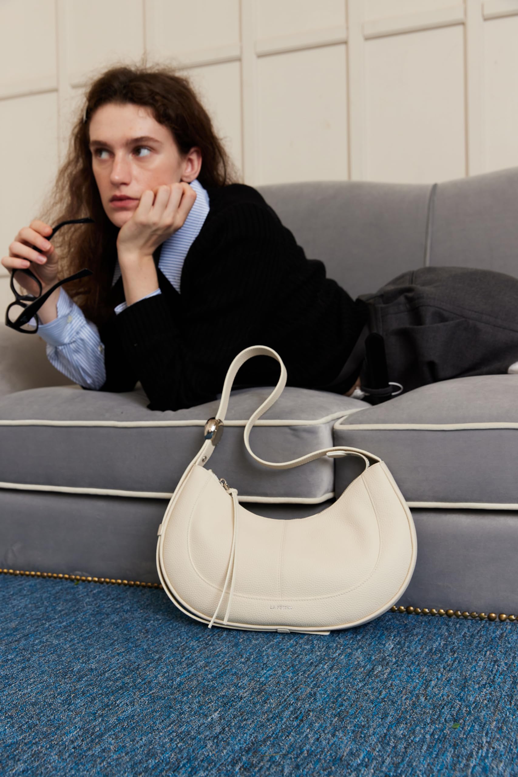 LA FESTIN Soft Leather Crescent Bag Handbag Women Fashion Design Shoulder Bag Female Cross body Bag